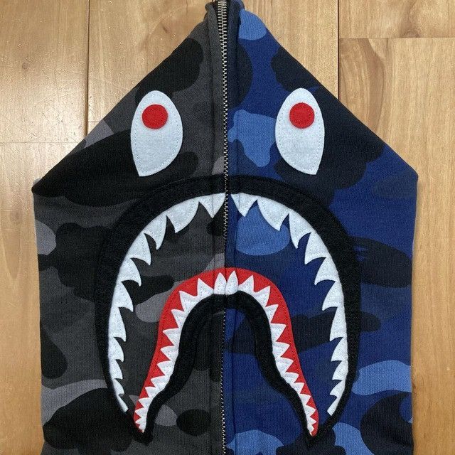 Bape BAPE Black camo × Blue camo Separate Shark Full Zip Hoodie Size US M / EU 48-50 / 2 - 4 Thumbnail