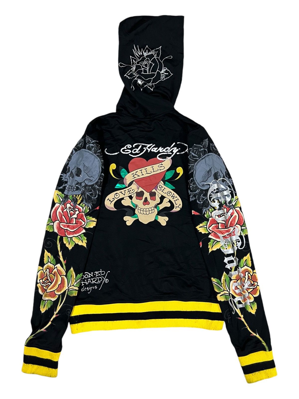 Ed Hardy Y2K Ed Hardy Skulls & Roses Zipper Boxy Jacket Sweater Goth Size S / US 4 / IT 40 - 2 Thumbnail