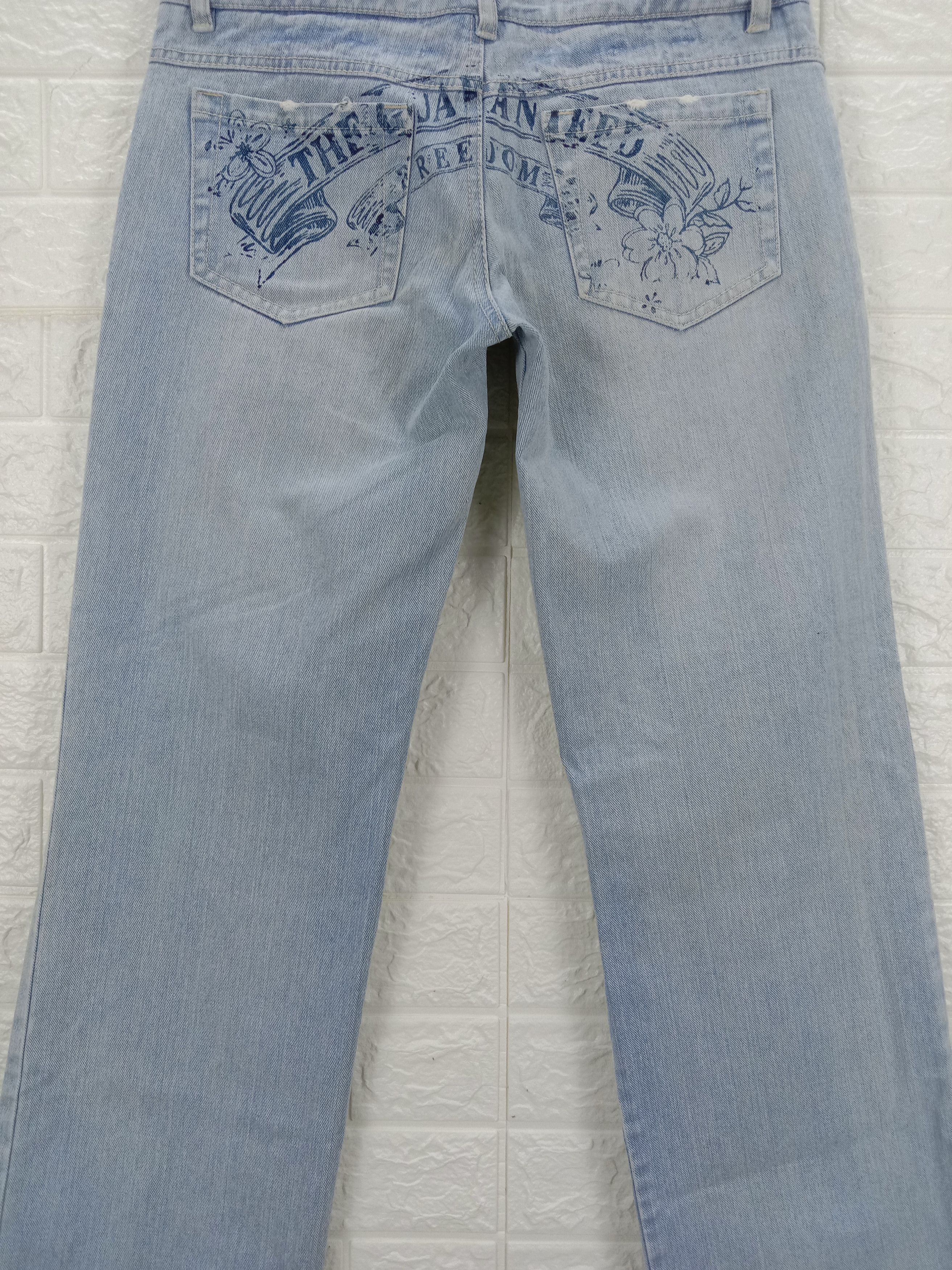 Japanese Brand Vintage Japanese Double Waist Light Wash Distressed Jeans Size 29" - 7 Thumbnail