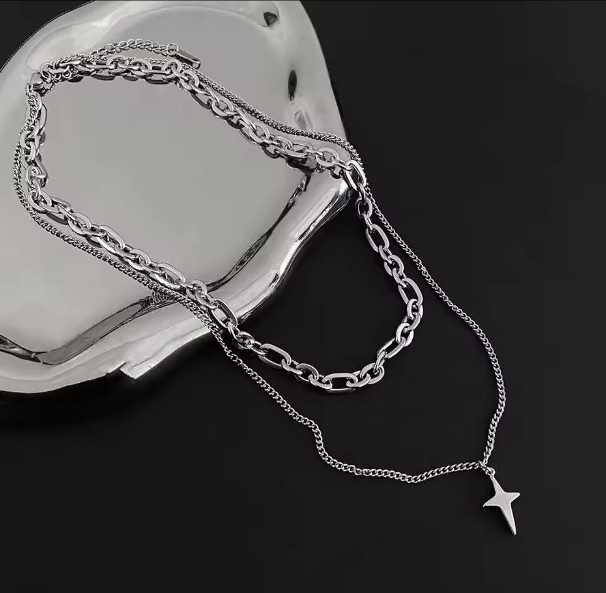 Jewelry Star Chain Necklace Punk Gothic Rock Size ONE SIZE - 2 Thumbnail
