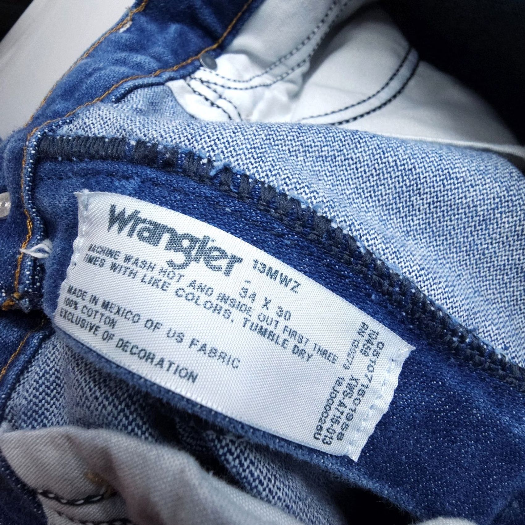 Wrangler Wrangler Cowboy Cut 13MWZ Jeans Mens 34 x 30 Dark Wash Blue Cotton Regular Straight 5-Pocket USA Cowboy Mens Size US 34 / EU 50 - 3 Thumbnail