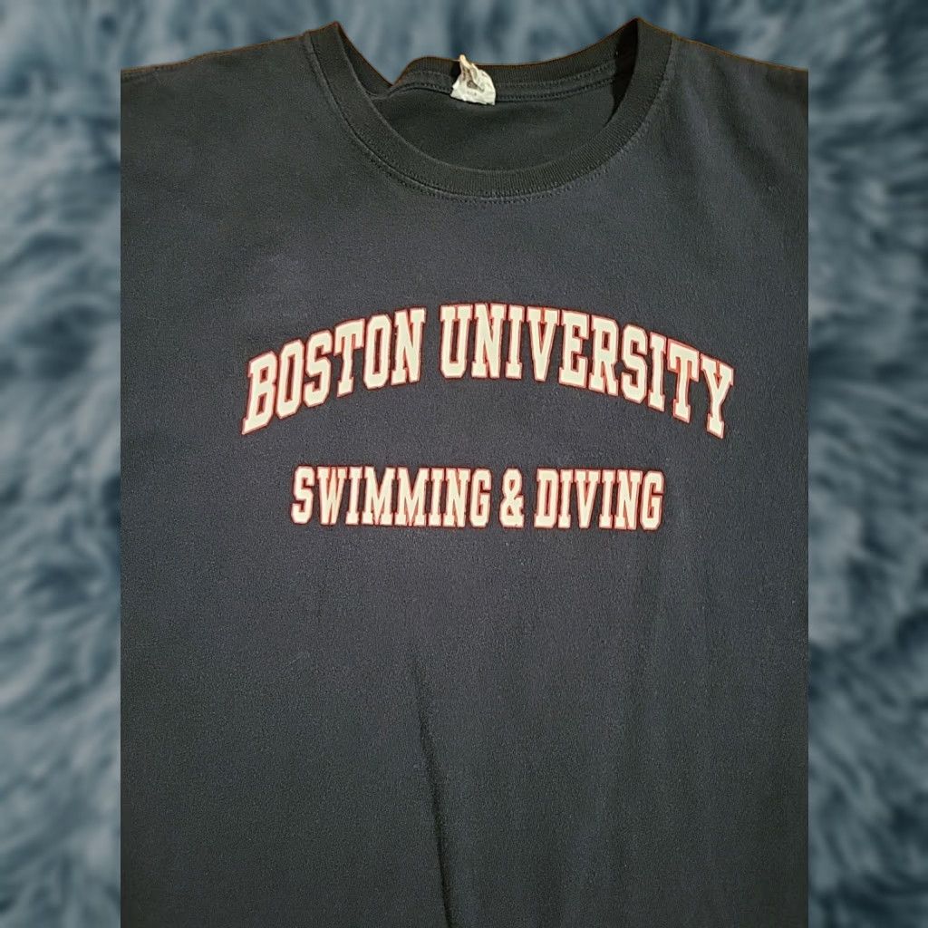 Anvil VINTAGE Anvil Shirt Unisex L Black 1990s Boston University Swimming & Diving Go Terriers Graphic Tee Mens Womens Size US L / EU 52-54 / 3 - 1 Thumbnail