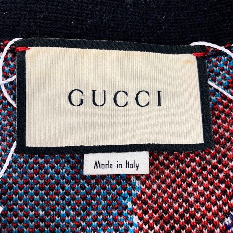 Gucci Gucci Multi-color pattern printed wool V-neck long-sleeved Size US L / EU 52-54 / 3 - 5 Thumbnail