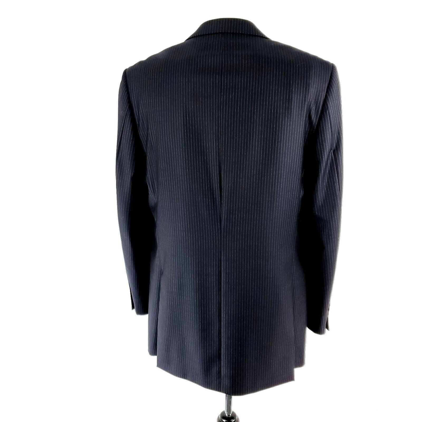 Marks & Spencer Marks Spencer Wool 2 Button 2 Piece Suit 40L Blue Striped 34 Size 40L - 6 Thumbnail
