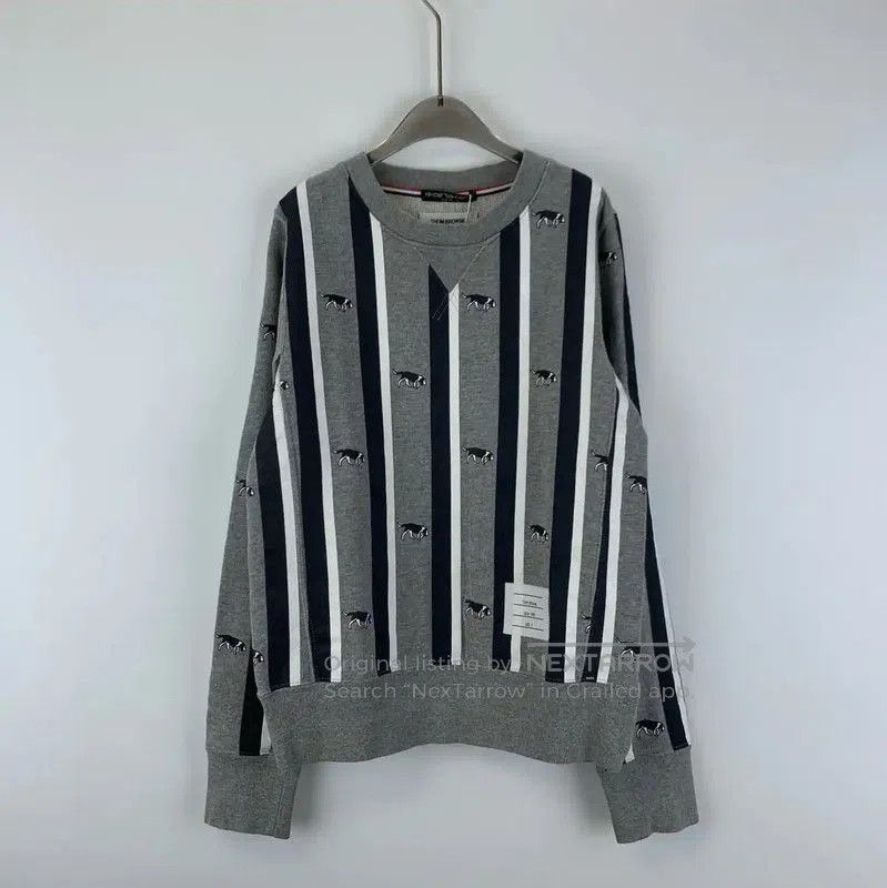 Thom Browne Thom Browne Gray Striped Women's Sweatshirt . Size XXS / US 00 / IT 34 - 1 Thumbnail