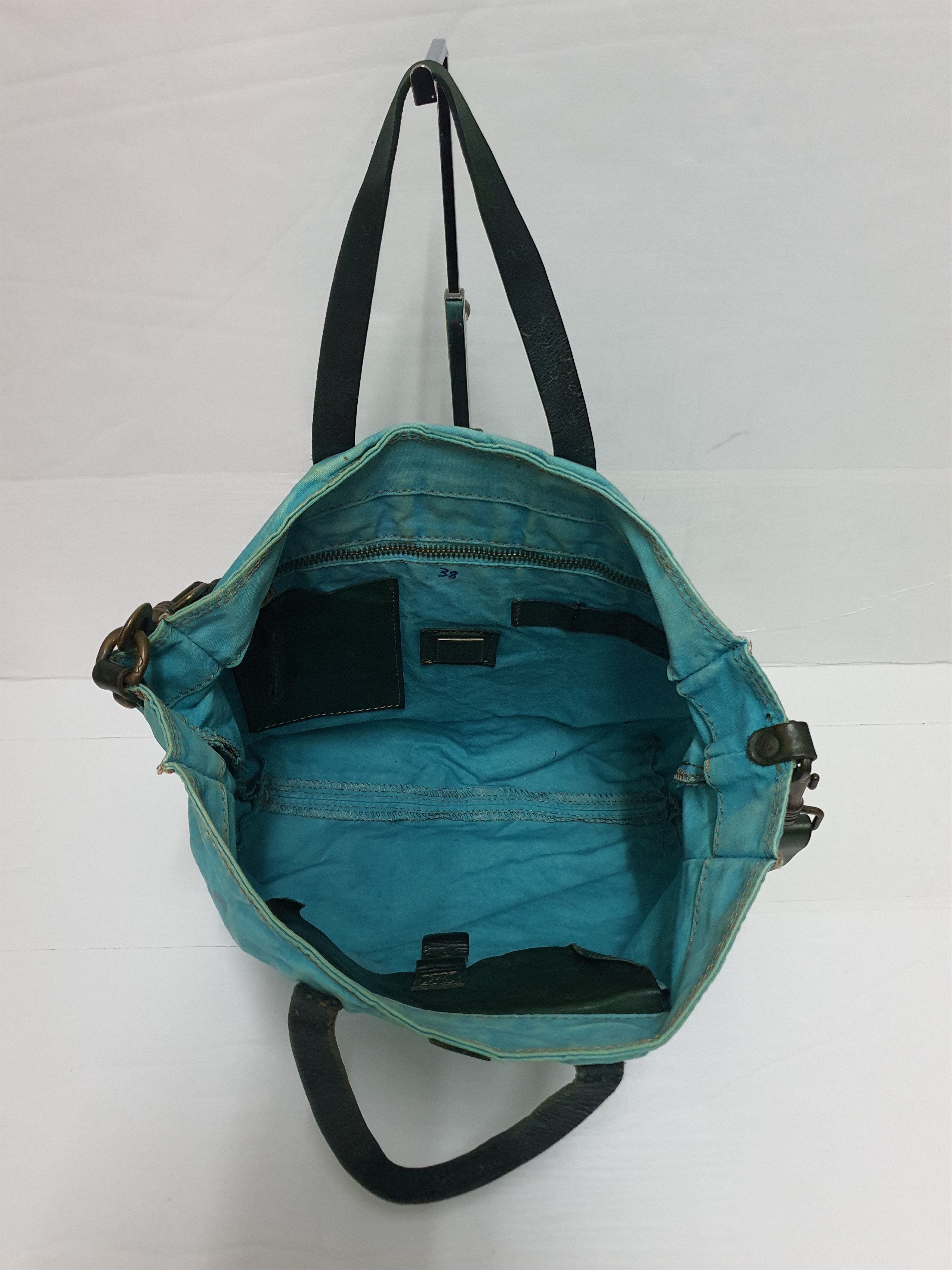 Other CAMPOMAGGI Ocean Blue Canvas Leather Bag ITALY Size ONE SIZE - 8 Thumbnail