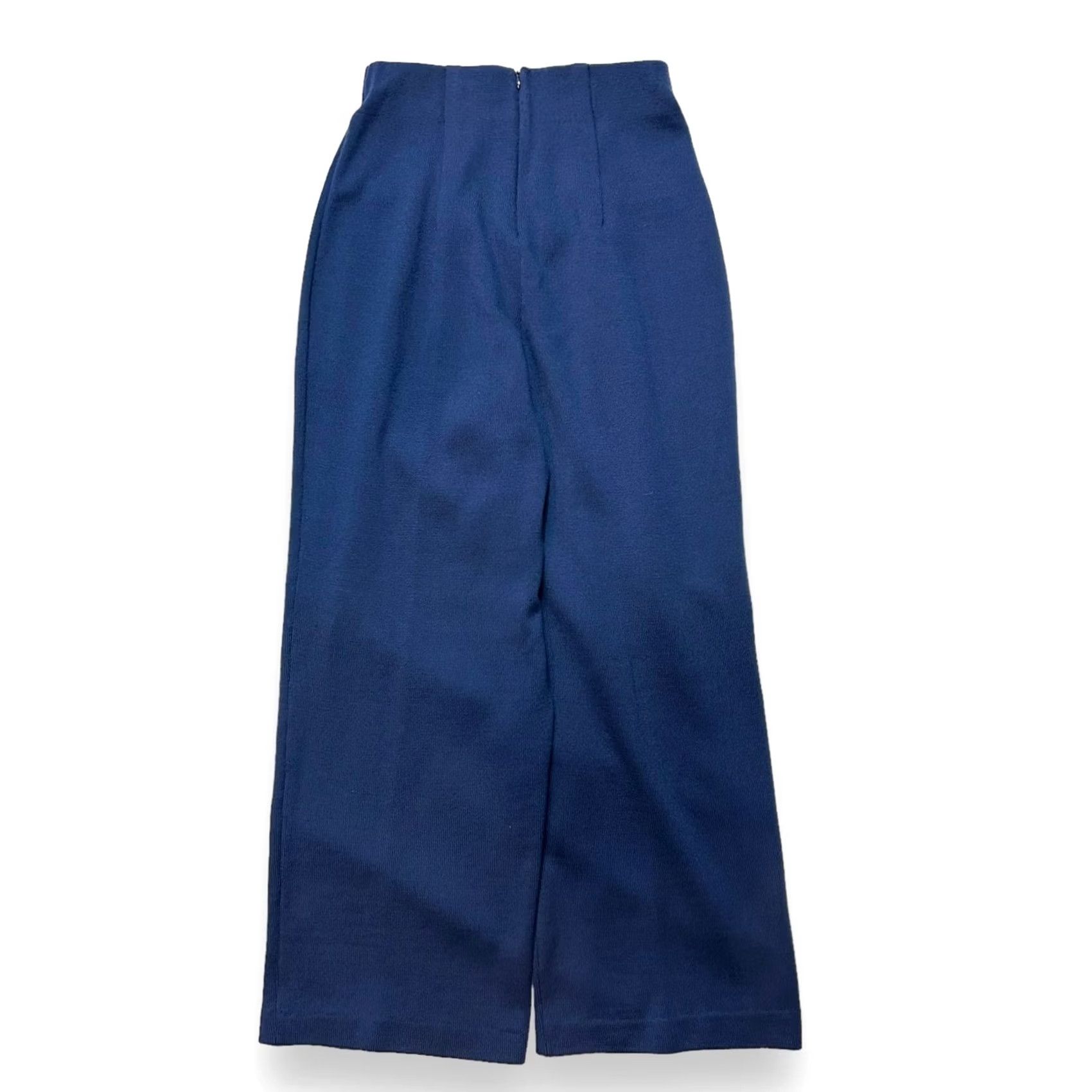 St. John St. John Santana Knit Pleated High Rise Wide Leg Pants Women 6 Navy Blue Size 28" / US 6 / IT 42 - 2 Thumbnail
