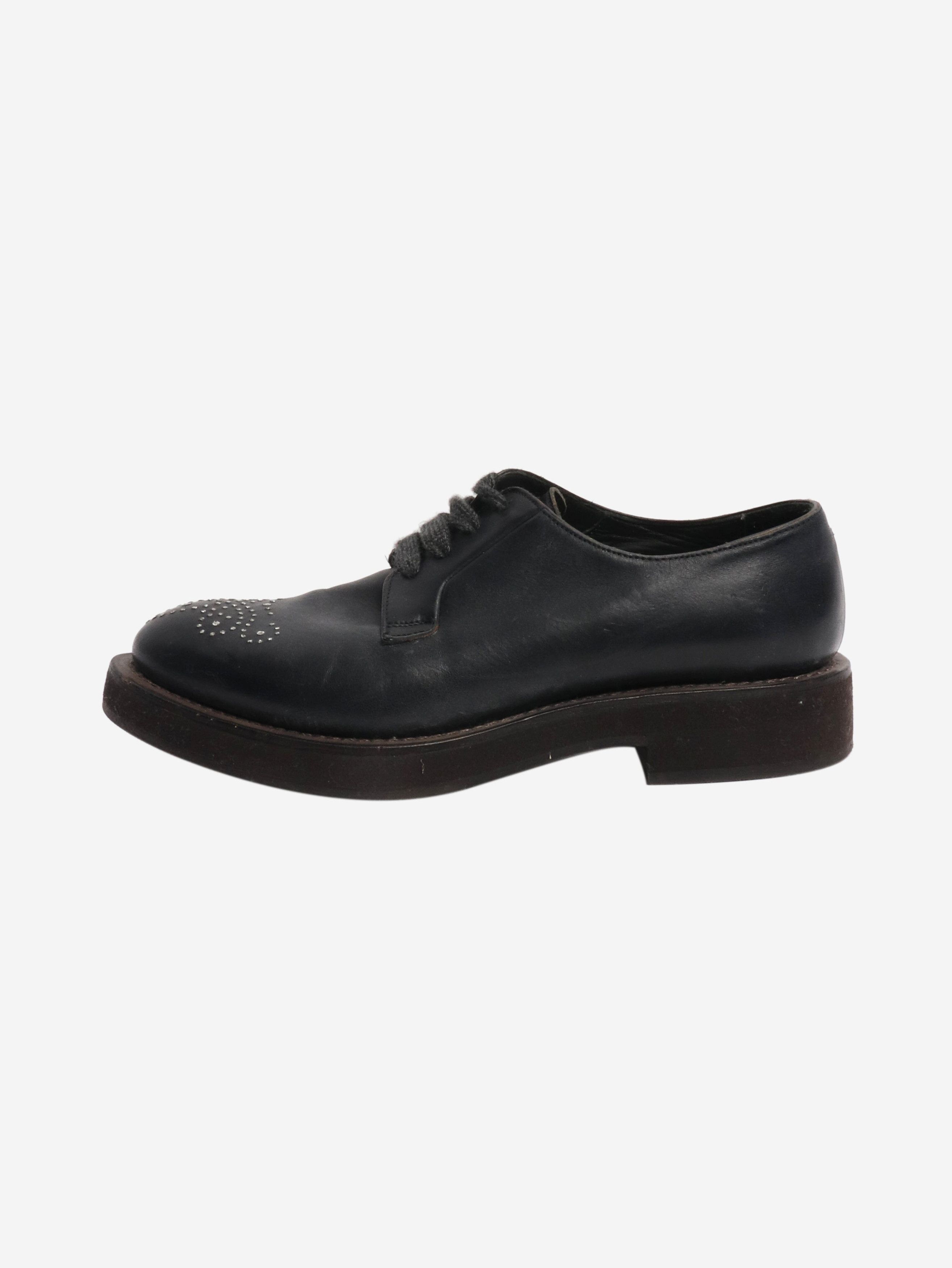Brunello Cucinelli Black bejewelled leather lace-up shoes - EU 38 Size US 7.5 / IT 37.5 - 1 Thumbnail