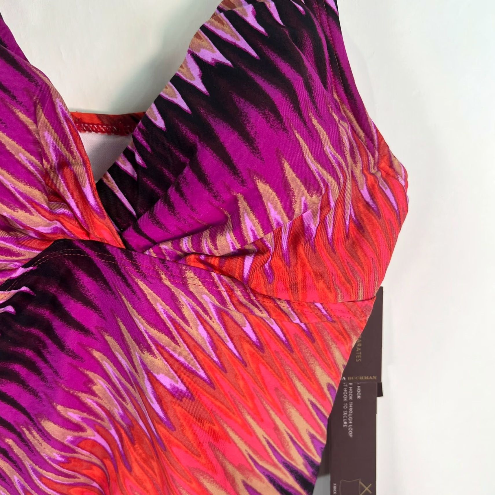 Vintage Dana Buchman Misses Geometric Print Padded Purple Pink Multi Tankini Top Women Size 10 Size L / US 10 / IT 46 - 3 Thumbnail