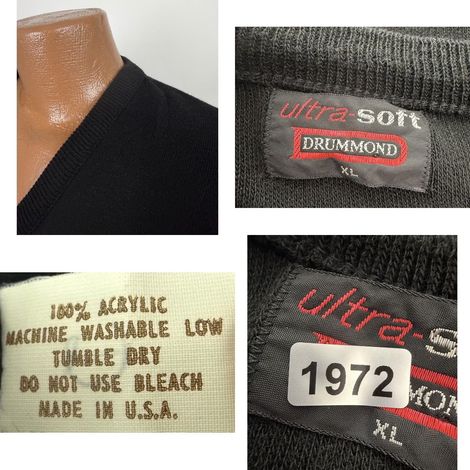 Vintage VINTAGE Drummond GMC Truck Sweater Mens XL Pullover Knit Black V-Neck Embroidered 80s 90s Grunge Retro USA Size US XL / EU 56 / 4 - 8 Thumbnail