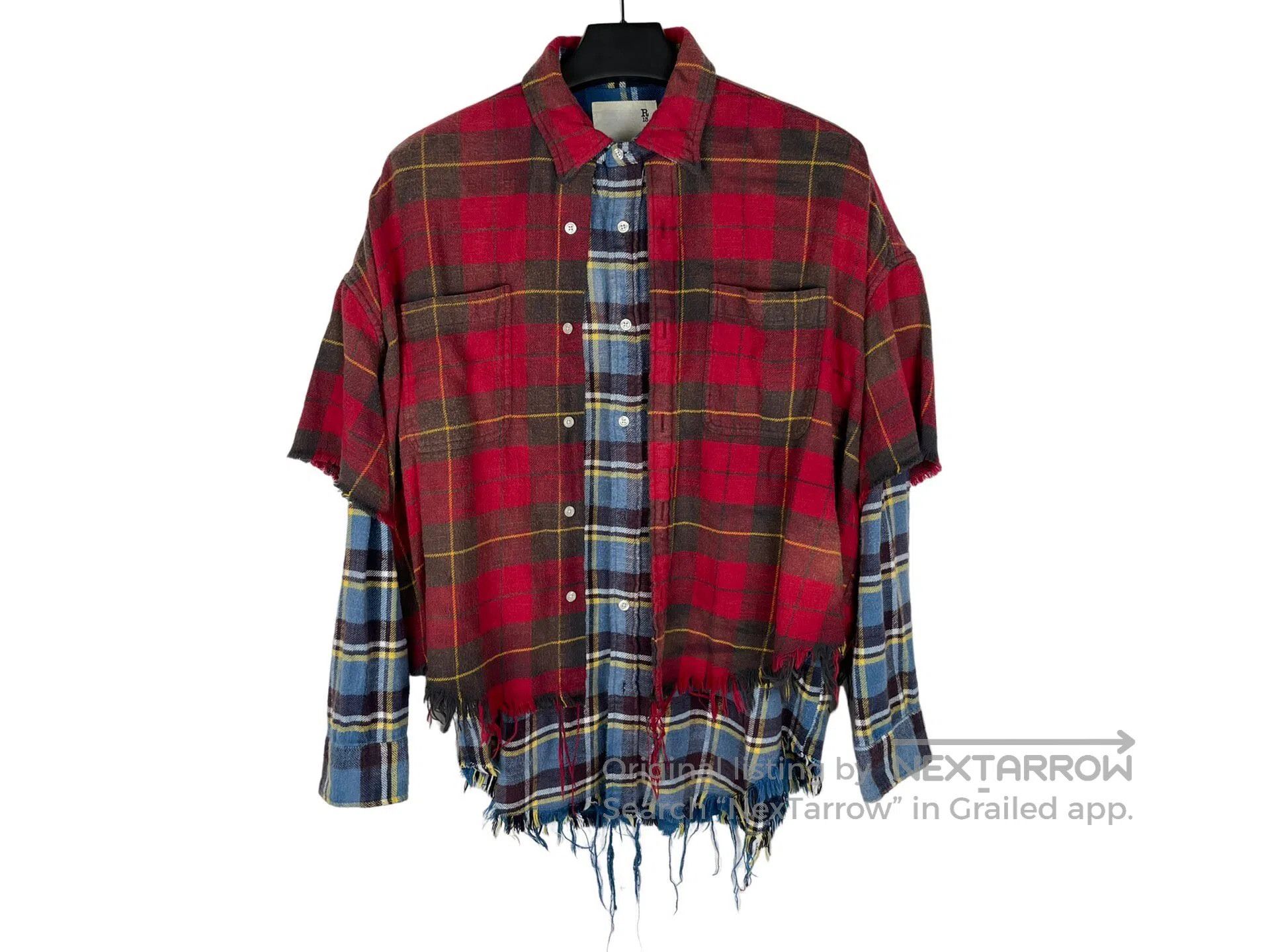 R13 R13 Plaid Patchwork Destroyed Fringe Silhouette Long Sleev Size US M / EU 48-50 / 2 - 1 Thumbnail