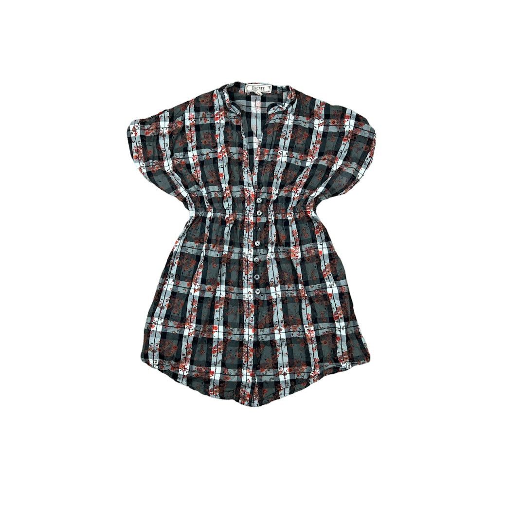 Decree Decree | Vintage Y2K Women's Cherry Blossom Plaid Blouse Size S / US 4 / IT 40 - 1 Thumbnail