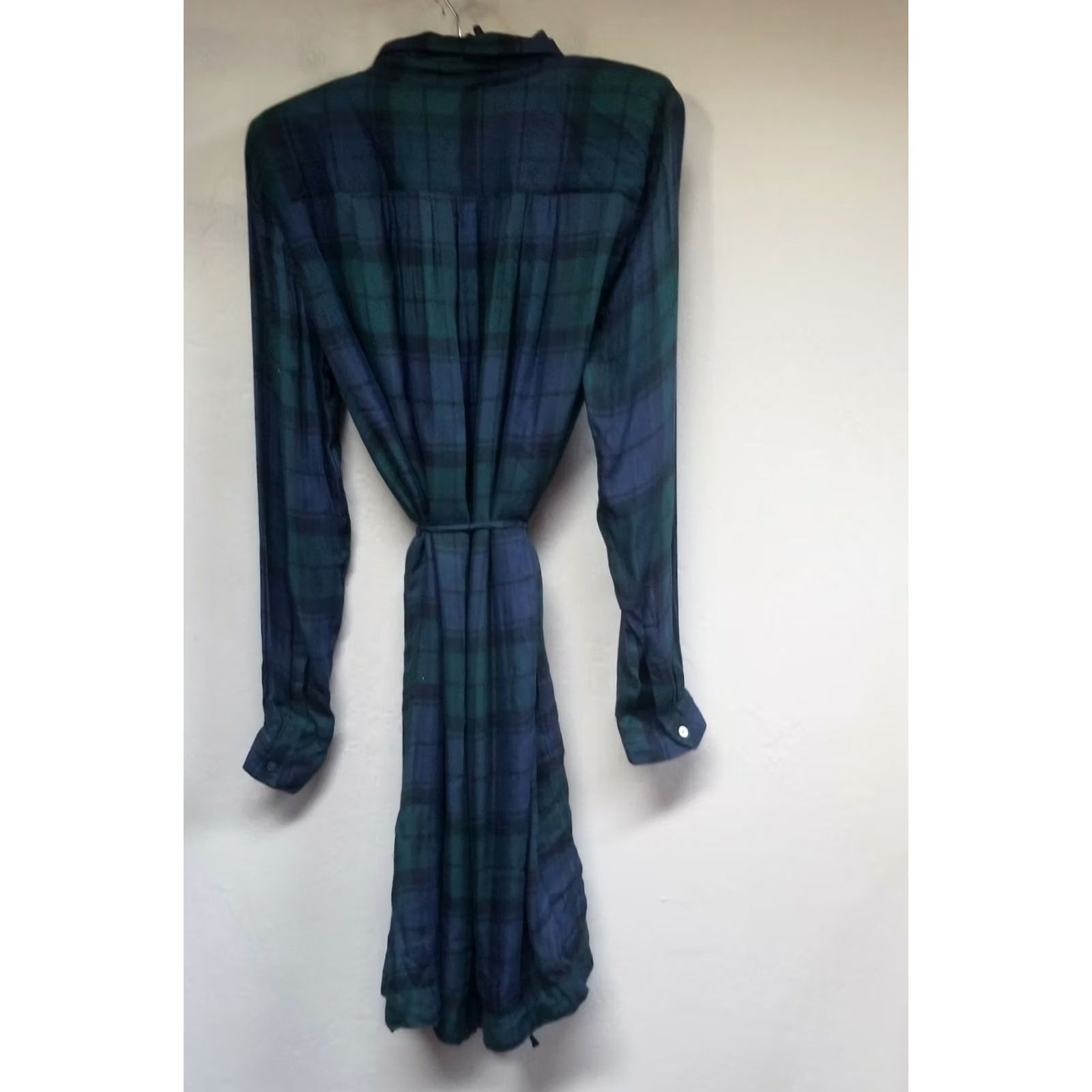Loft VINTAGE Loft Womens Medium Straight Long Sleeve Belted Dress Button Up Plaid Blue Casual Size M / US 6-8 / IT 42-44 - 2 Thumbnail