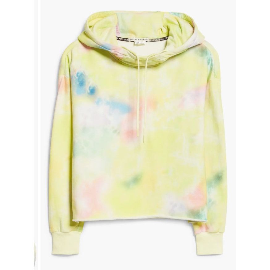 Alice + Olivia Alice + Olivia Tie Dye Funnel Neck Crop Hoodie Beachside Size L / US 10 / IT 46 - 10 Thumbnail