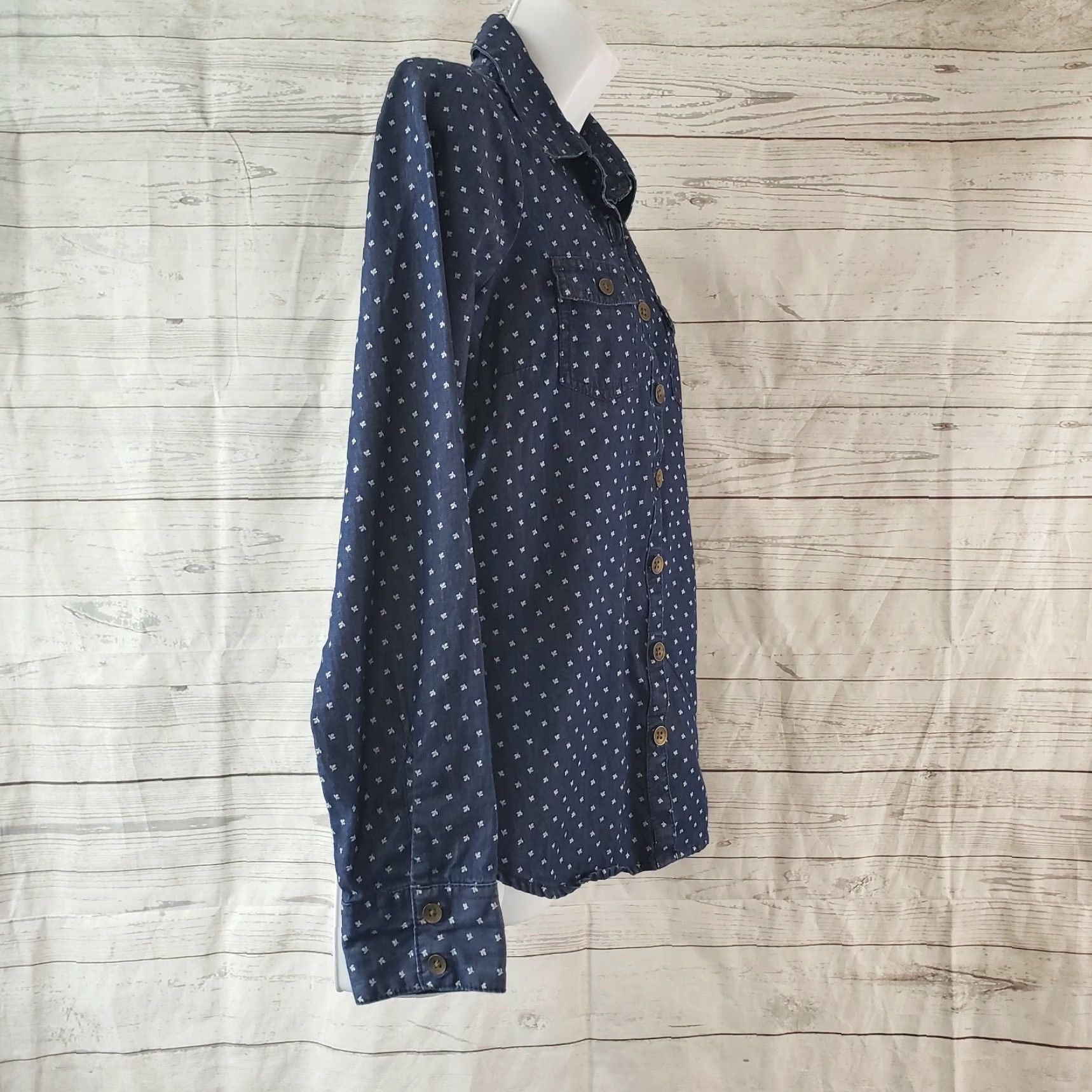 Vintage Aventura Womens Button Front Shirt Sz Small Blue Long Sleeve Cotton Size S / US 4 / IT 40 - 3 Thumbnail