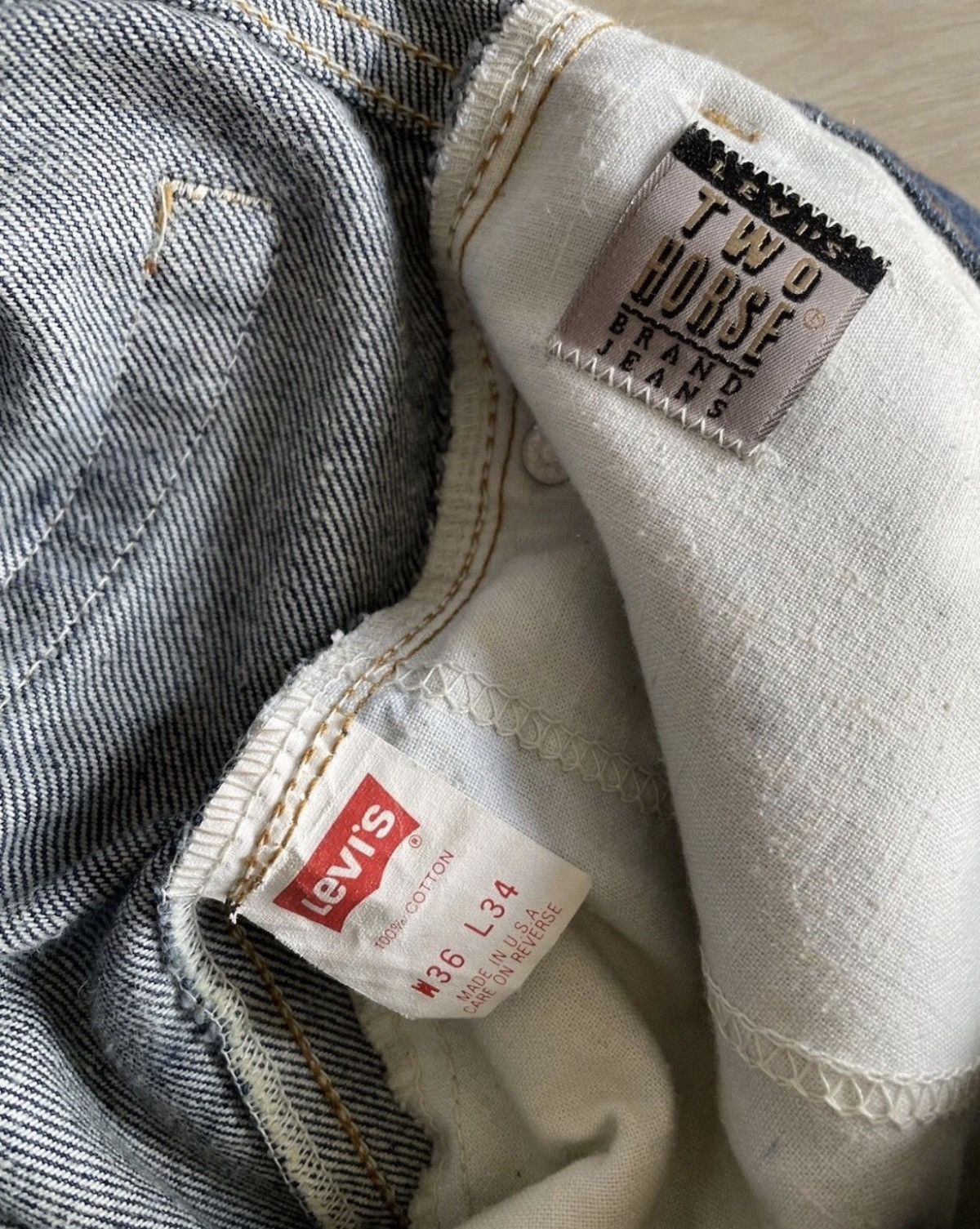 Levi's Vintage 80s 540 Levis Leather Tab Jeans Sz 36x34 Made In USA Size US 35 - 3 Thumbnail