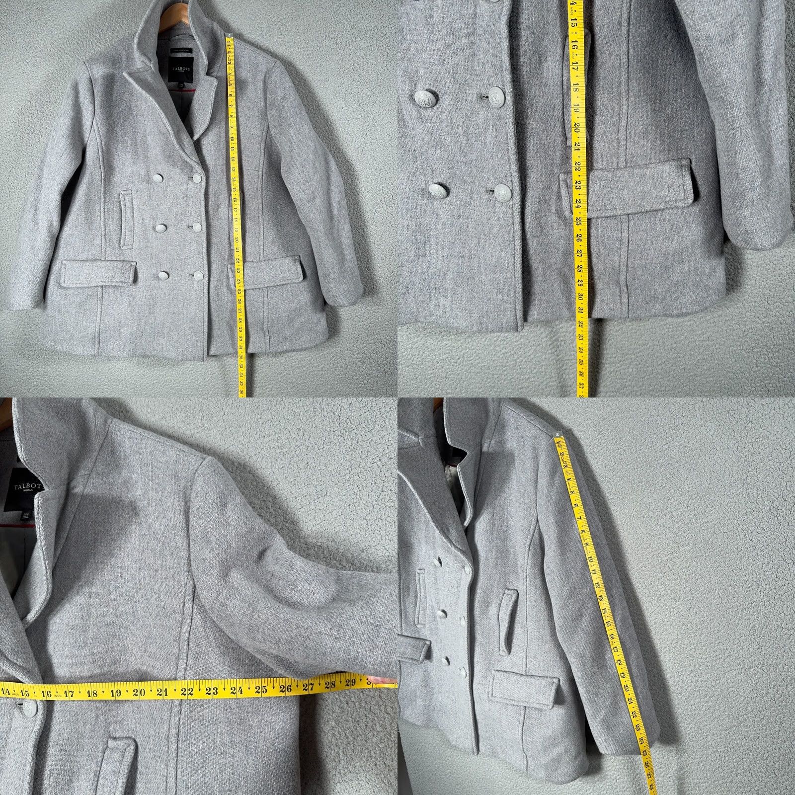 Talbots VINTAGE Talbots Peacoat Coat 22W Wool Blend Double Breasted Italian Fabric Gray Jacket Size 3XL / US 20-22 - 8 Thumbnail
