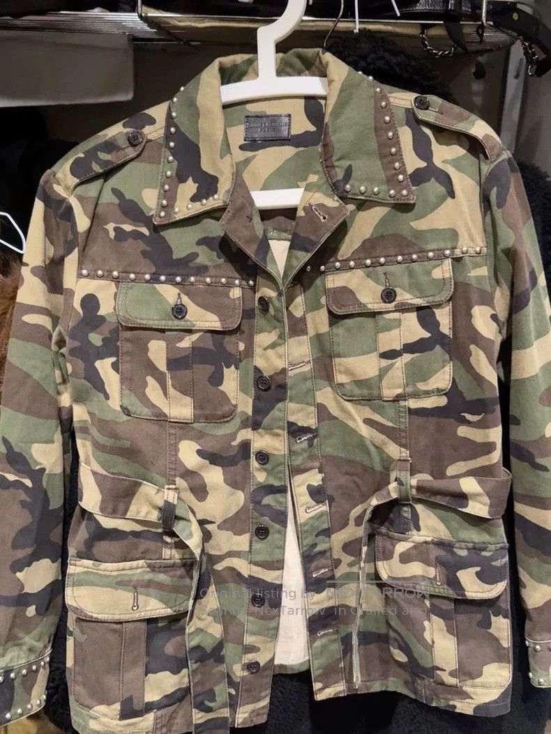 Saint Laurent Paris Saint Laurent Camouflage Studded Jacket. Size US XS / EU 42 / 0 - 1 Thumbnail