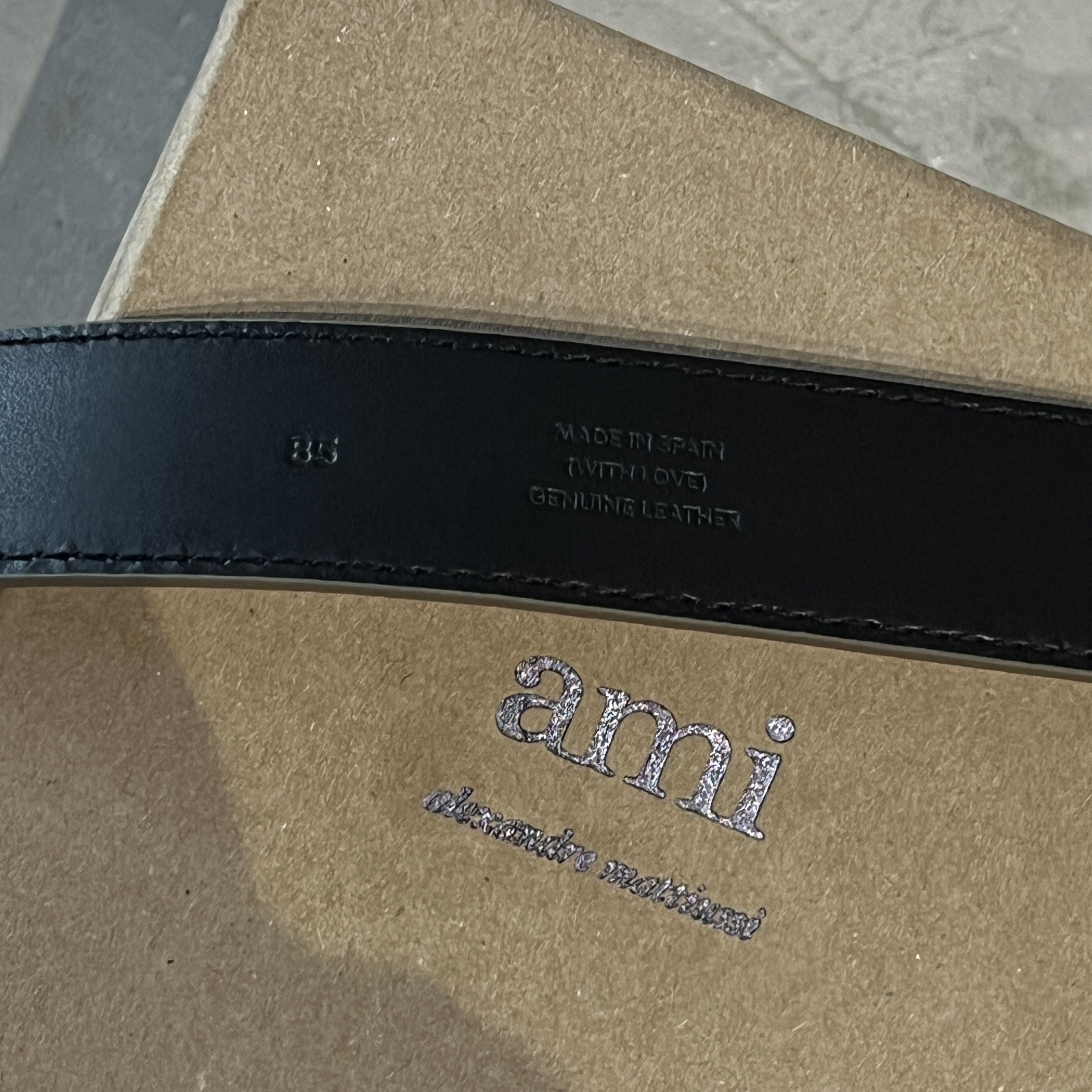 AMI AMI Leather Belt Taupe Clair Size 32 - 4 Thumbnail