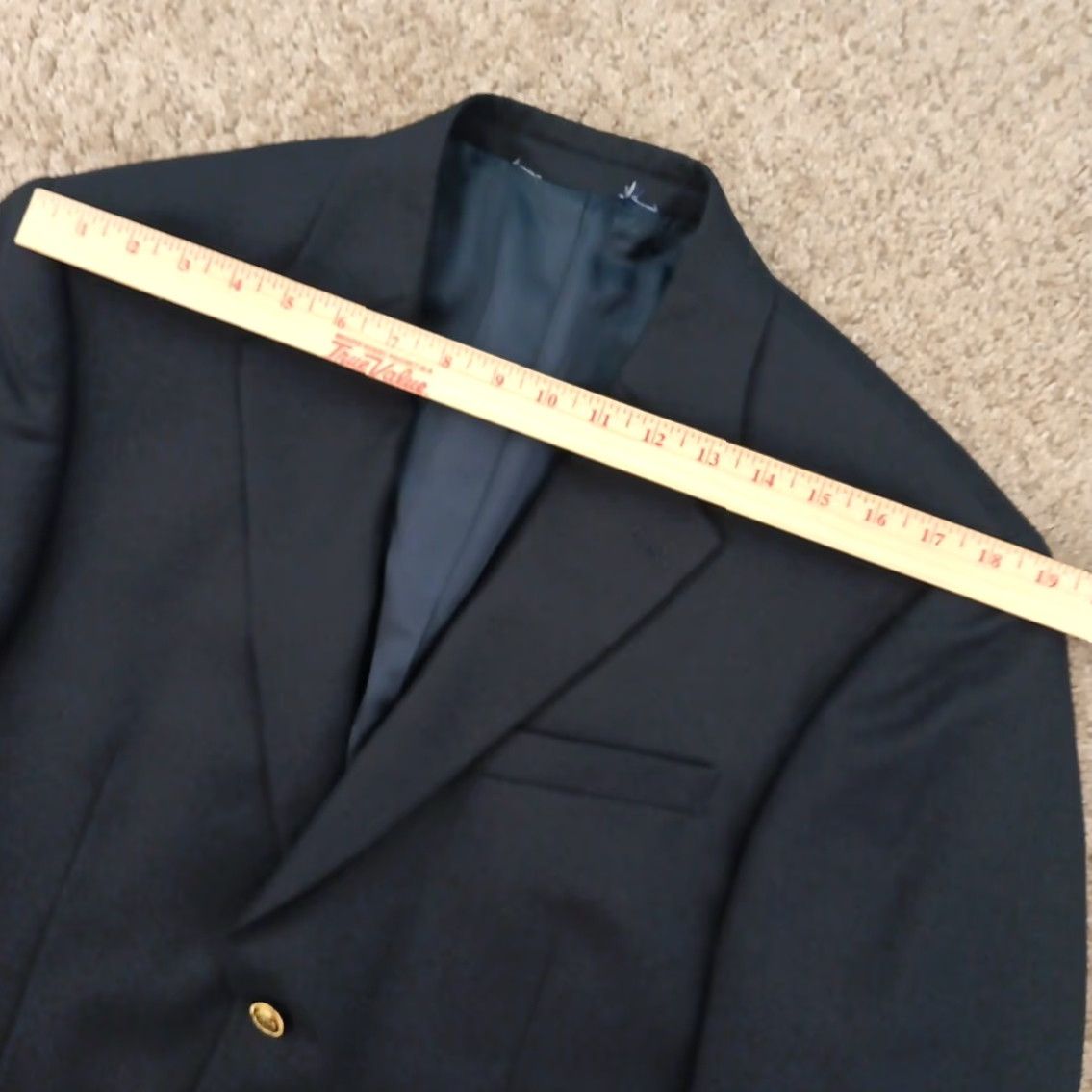 Stafford Stafford Blazer Mens 40 Solid Blue Wool Blend Two-Button Single Vent Jacket Coat Notch Lapel 2 Piece Regular Mens Size 40R - 2 Thumbnail