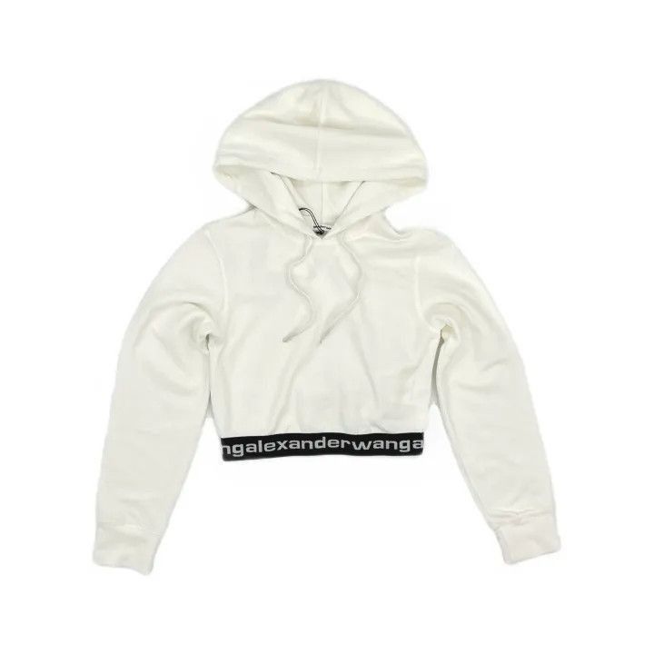 Alexander Wang Alexander Wang Logo Hooded Cropped Sweatshirt - Size XS / US 0-2 / IT 36-38 - 2 Thumbnail