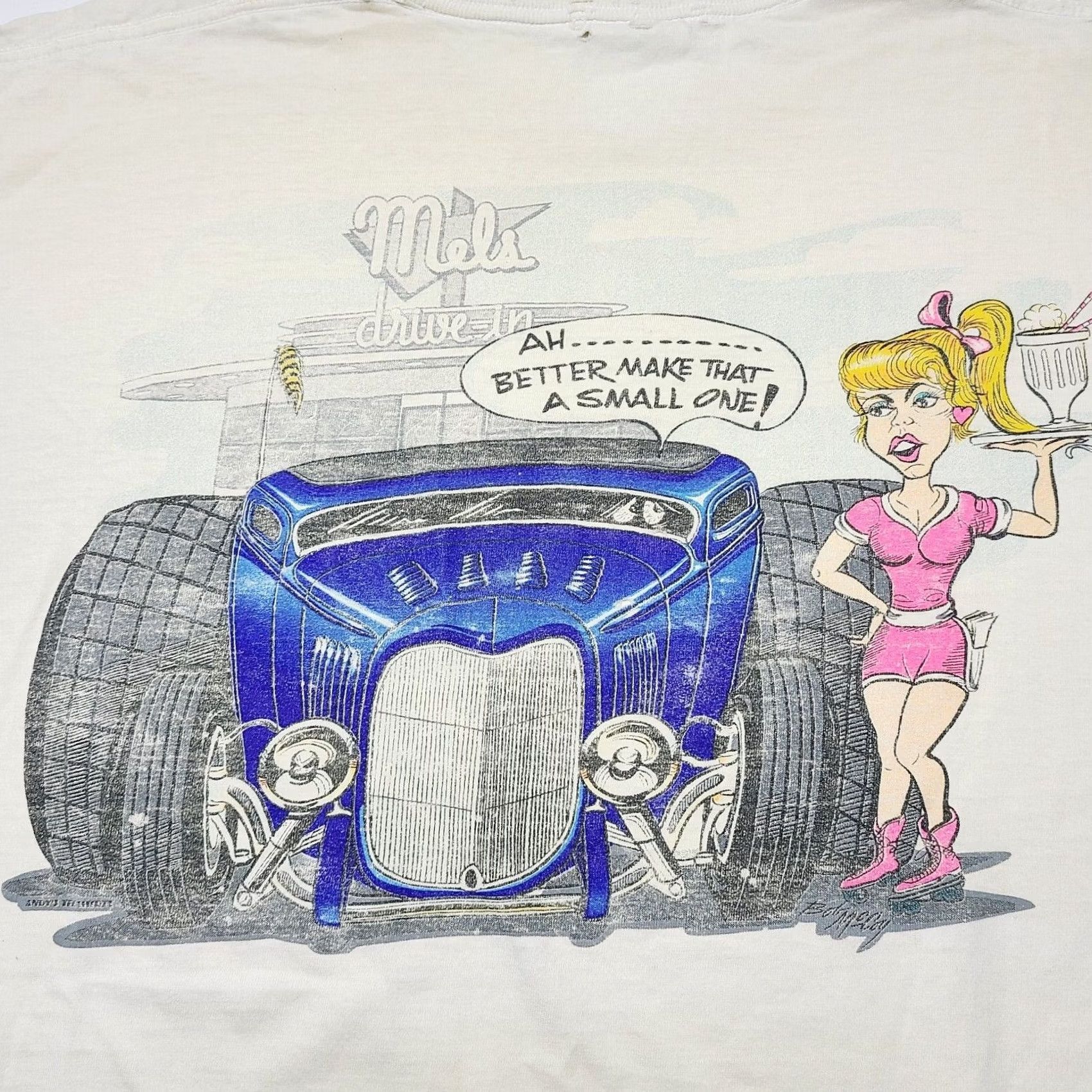 Jerzees VINTAGE Hot Rod Chop Top Graphic T-Shirt Mens XL Made In USA Thrashed Car Diner Size US XXL / EU 58 / 5 - 2 Thumbnail