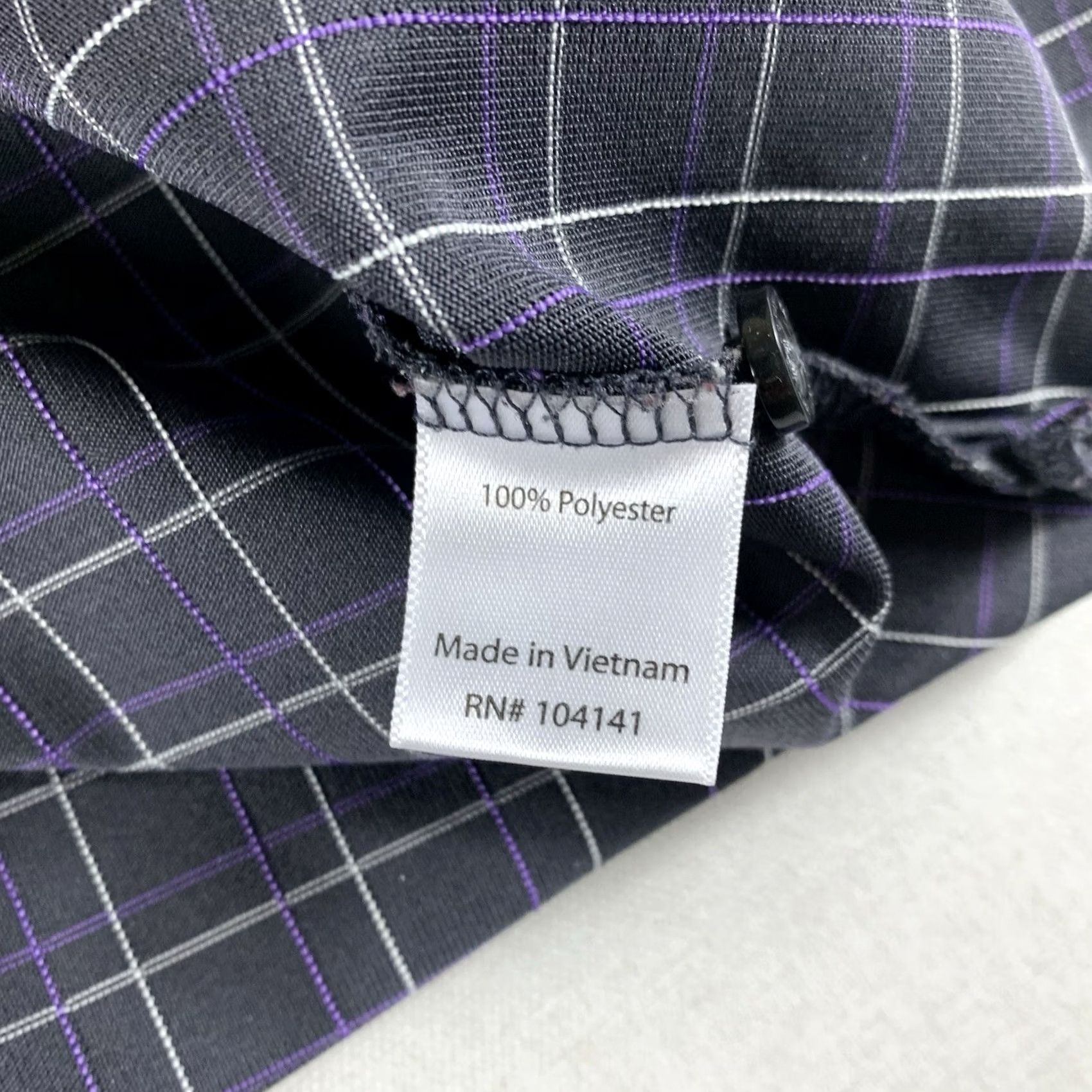Vintage Walter Hagen Polo Golf Shirt Mens Large Gray check Polyester Short Sleeve Size US L / EU 52-54 / 3 - 5 Thumbnail