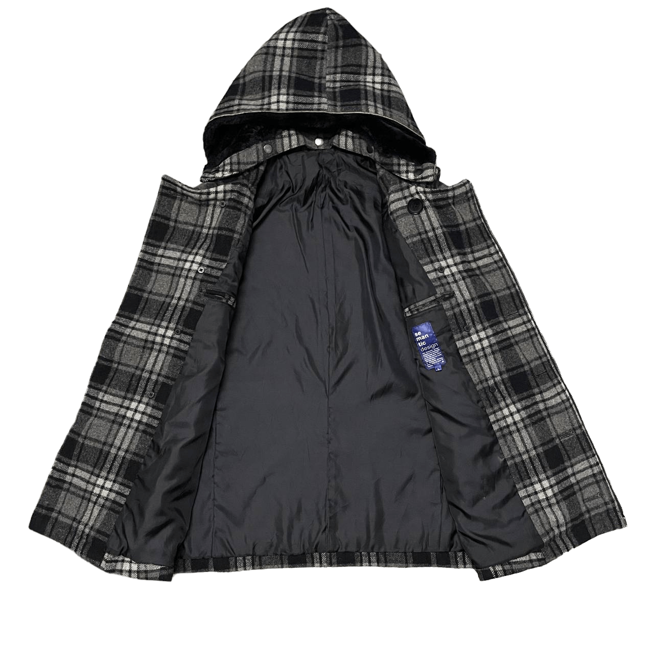 semanticdesign Semantic Design Plaid Wool Hooded Coat Size US M / EU 48-50 / 2 - 10 Thumbnail