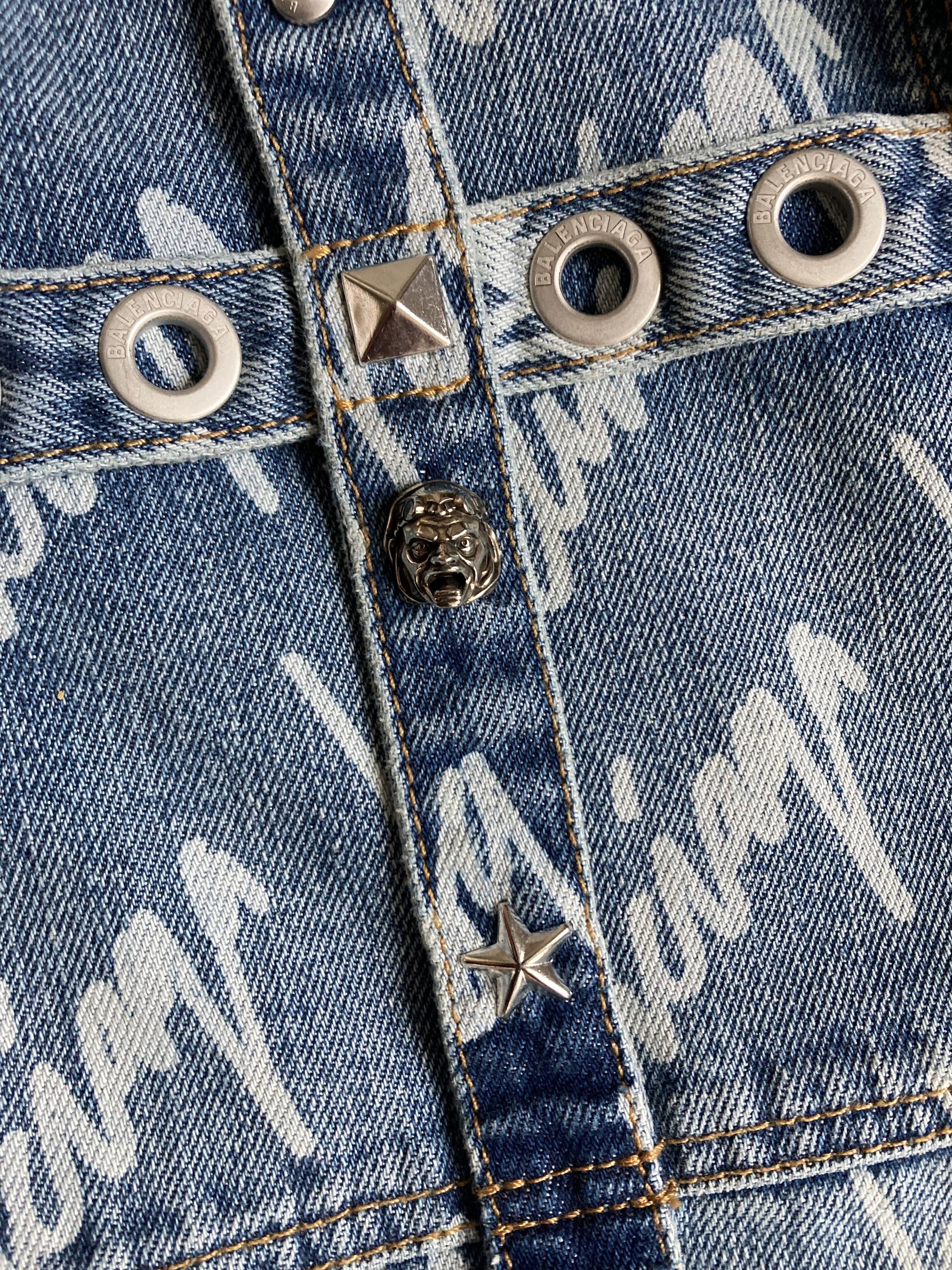 Balenciaga Balenciaga Raver Denim Script Logo Size US 30 / EU 46 - 4 Thumbnail