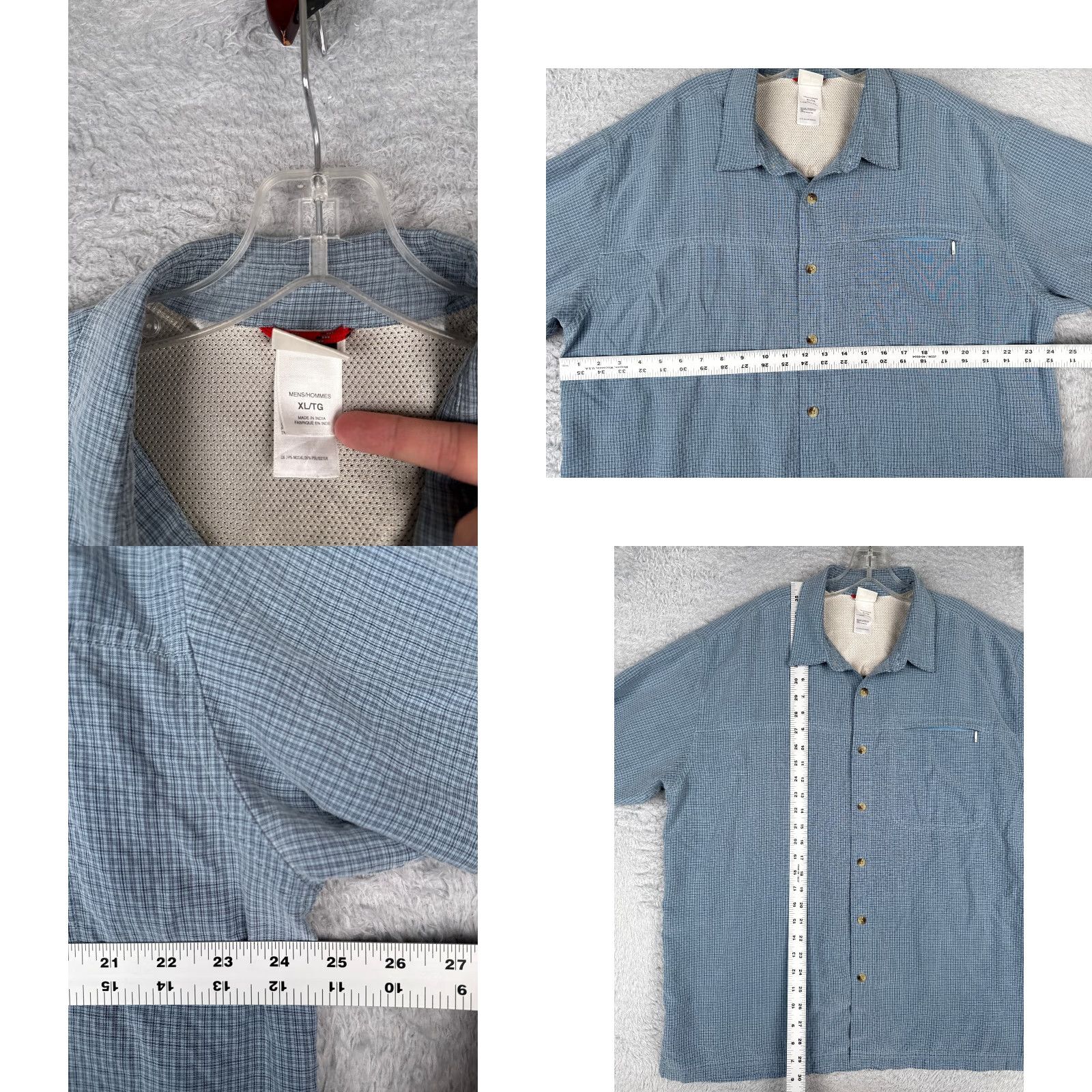 The North Face The North Face Shirt Men Extra Large Blue Plaid Button Up Modal Blend Short Slev Size US XL / EU 56 / 4 - 8 Thumbnail
