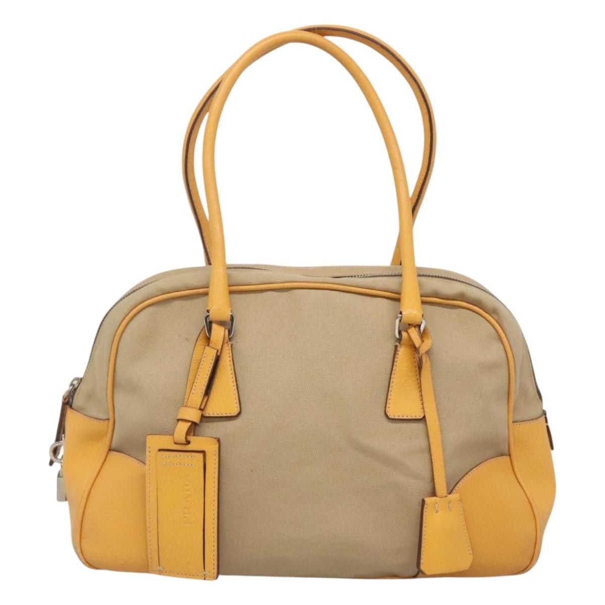 Prada Prada Bauletto Bag Canvas with Leather Size ONE SIZE - 1 Thumbnail