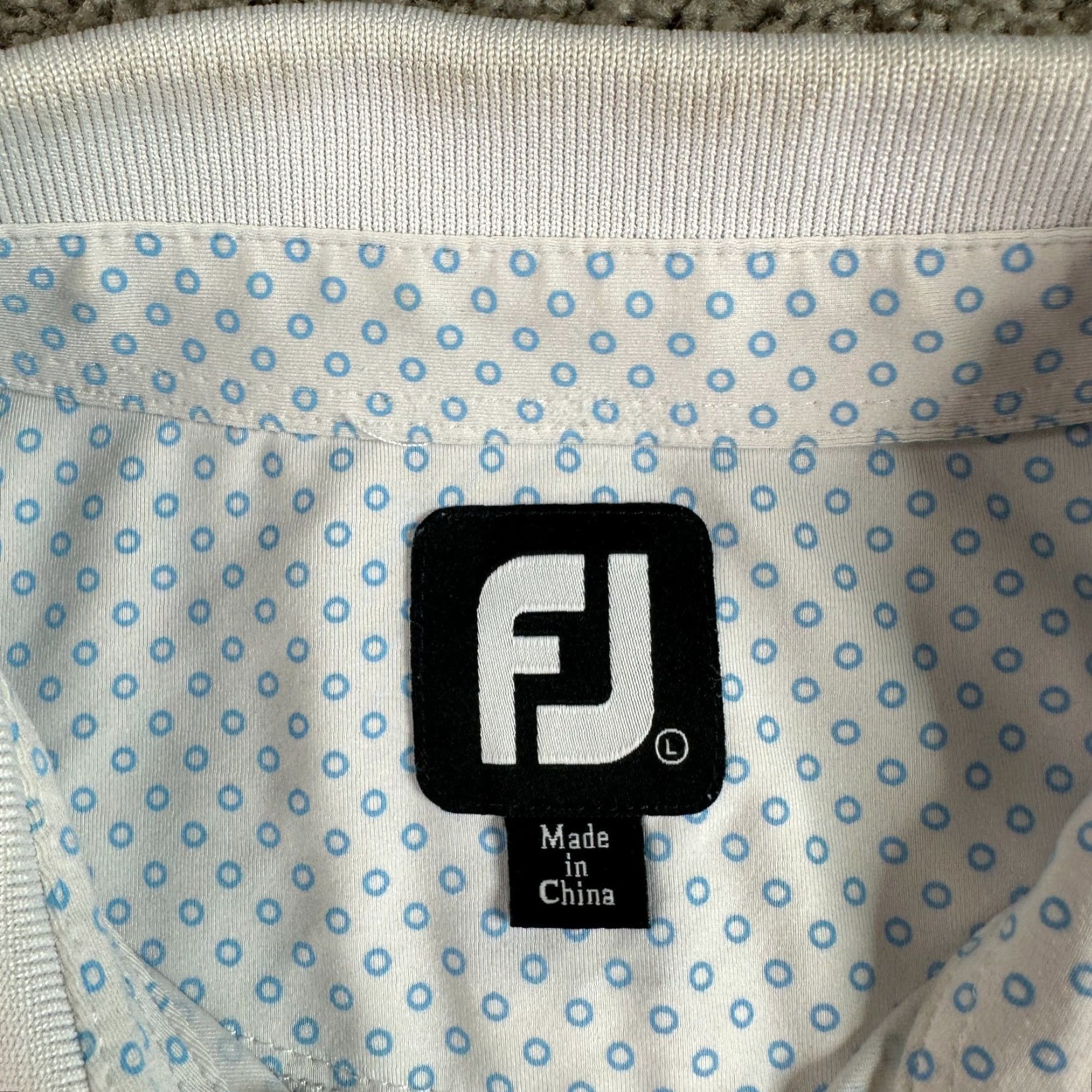 Footjoy FootJoy Polo Shirt Mens Large White Geometric Lightweight Golfing Button Collar Shirt Polo Size US L / EU 52-54 / 3 - 5 Thumbnail