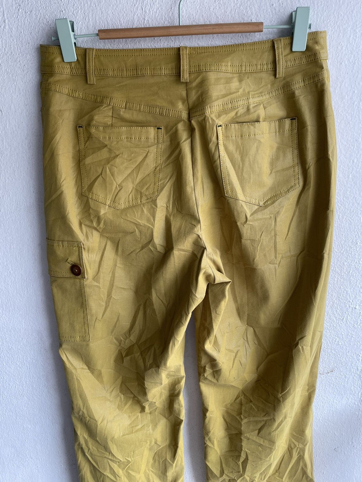 Designer × Japanese Brand Retro Christian Aujard Glossy mustard cargo wax pants Size 29" - 6 Thumbnail