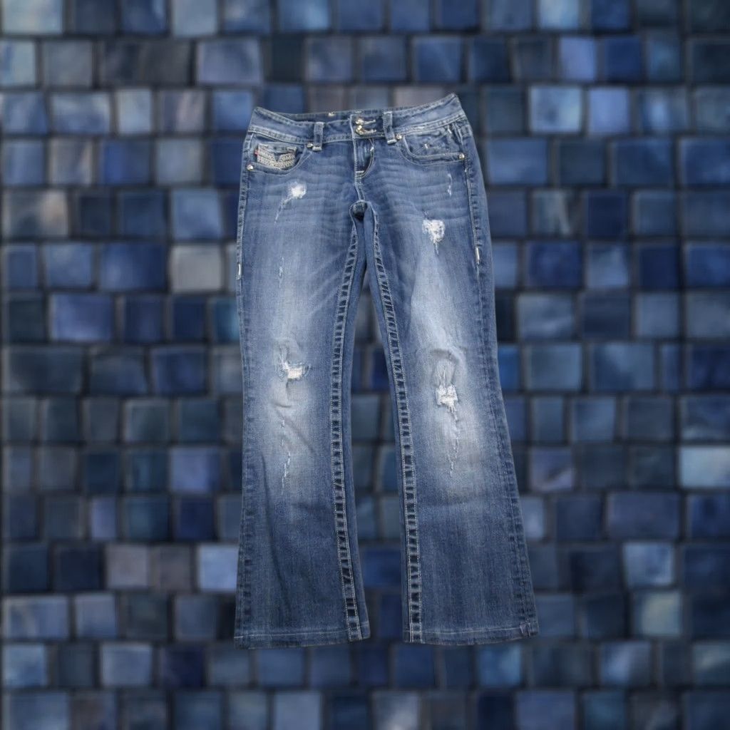 Vintage VIGOSS Womens Chelsea Slim Boot Blue Denim Jeans Size 2 Regular 5-Pocket Design Bootcut Womens Jeans Blue Size 26" / US 2 / IT 38 - 1 Thumbnail