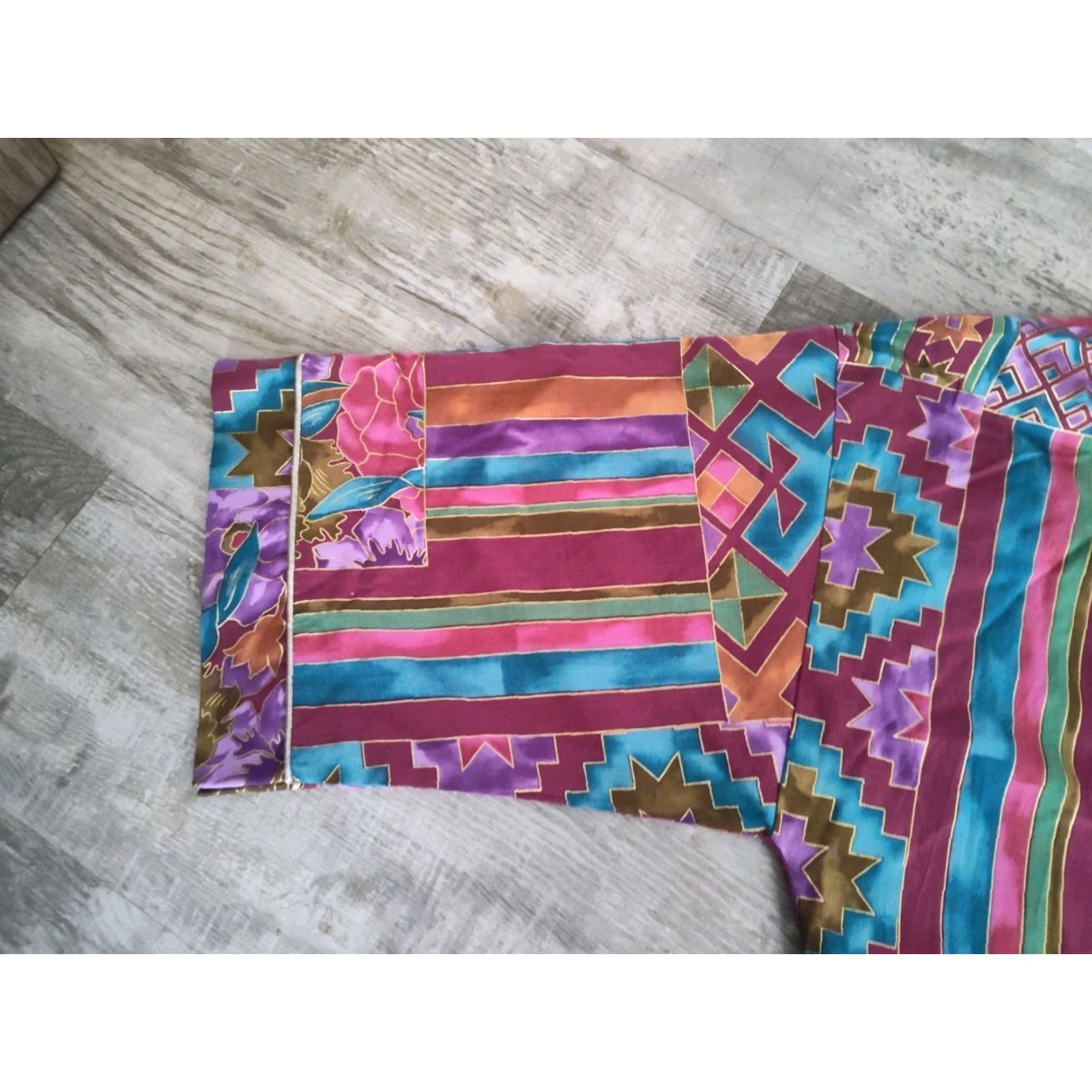 Vintage Vtg Appel Robe 70's Tie Front Floral Geometric Made In USA Sz S Cotton/Polyester Size ONE SIZE - 5 Thumbnail