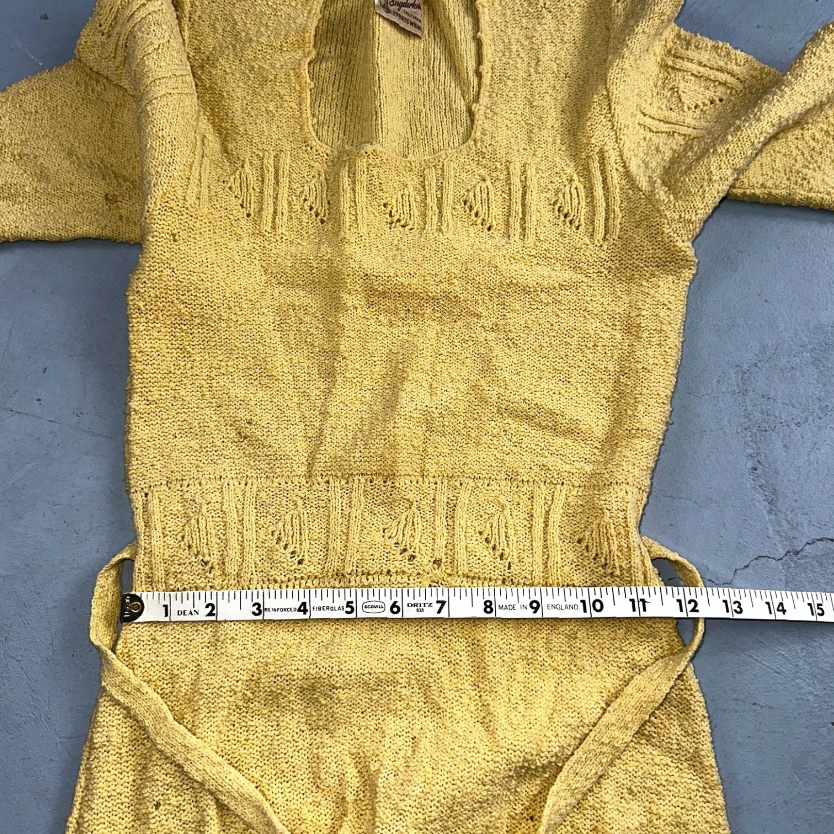 Vintage Vintage 1950s Snyderknit Yellow Knit Dress Sheath Cocktail S Women's Size S / US 4 / IT 40 - 6 Thumbnail