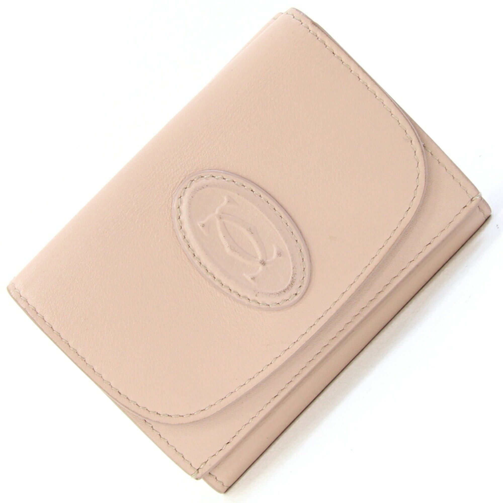 Cartier Cartier Must Tri-fold Wallet, Beige Leather, Compact Mini Small, Women's Size ONE SIZE - 1 Thumbnail