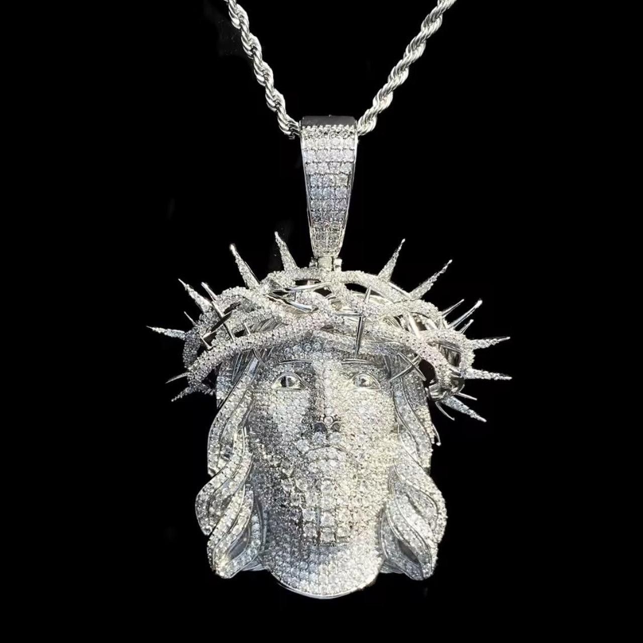 The Unbranded Brand Silver Jesus Piece With Rope 24inch Size ONE SIZE - 1 Thumbnail