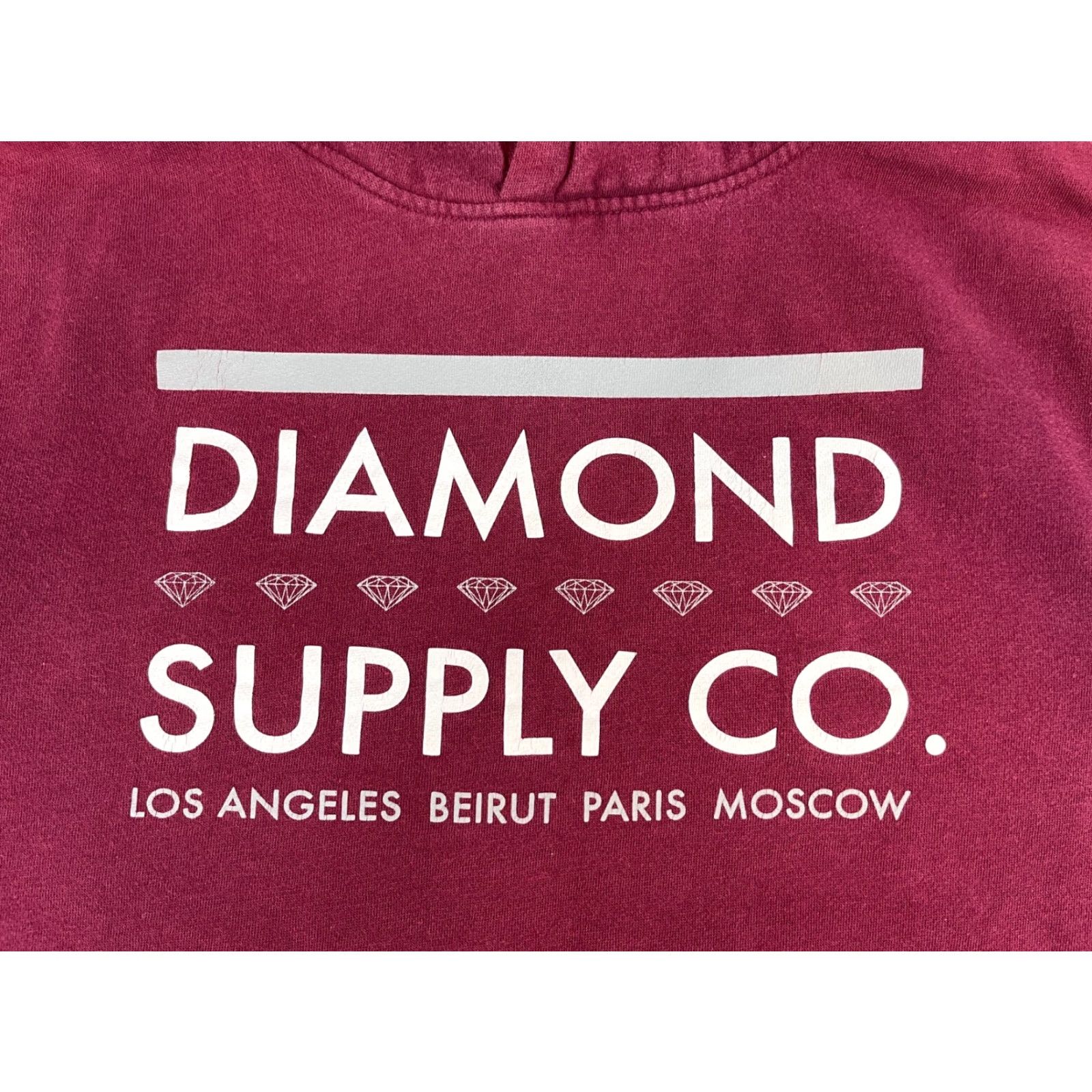 Vintage VINTAGE Diamond Supply Co. Hoodie Mens Shirt S Maroon Graphic Print Hooded Pullover Designer 90s Size US S / EU 44-46 / 1 - 4 Thumbnail