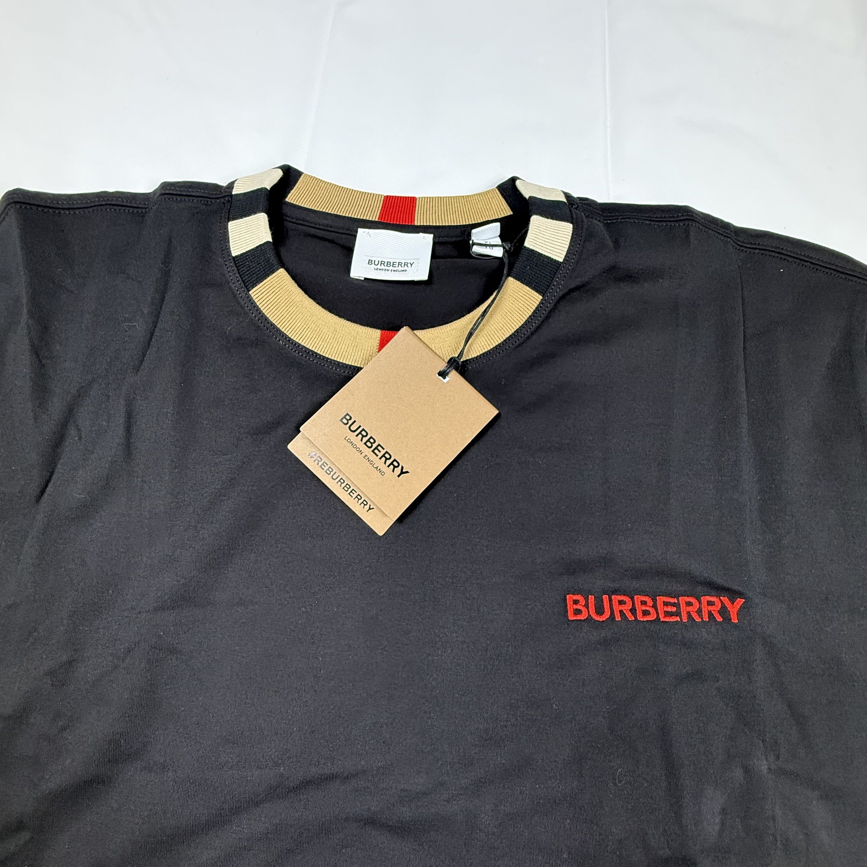 Burberry Burberry Jayson Cotton Logo T-Shirt Striped Ribbed Collar XL Size US XL / EU 56 / 4 - 3 Thumbnail