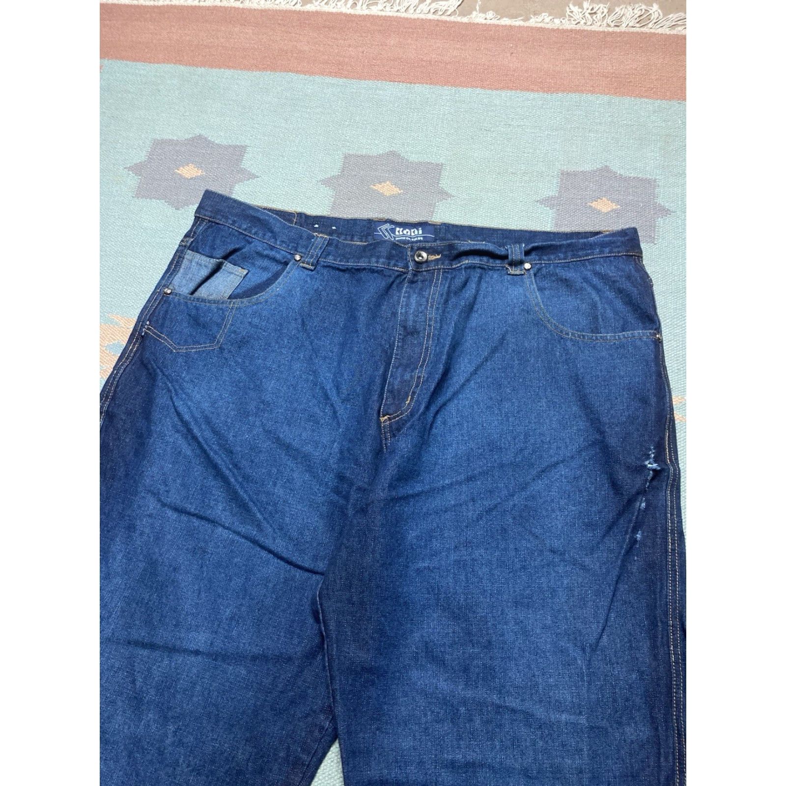 Karl Kani VINTAGE Karl Kani Jeans Men 44x33 Wide-Leg Hip Hop Baggy Skater Blue 90s Style Vintage Y2K Wide-Leg Jeans Mens 44x33 Size US 44 / EU 60 - 6 Thumbnail
