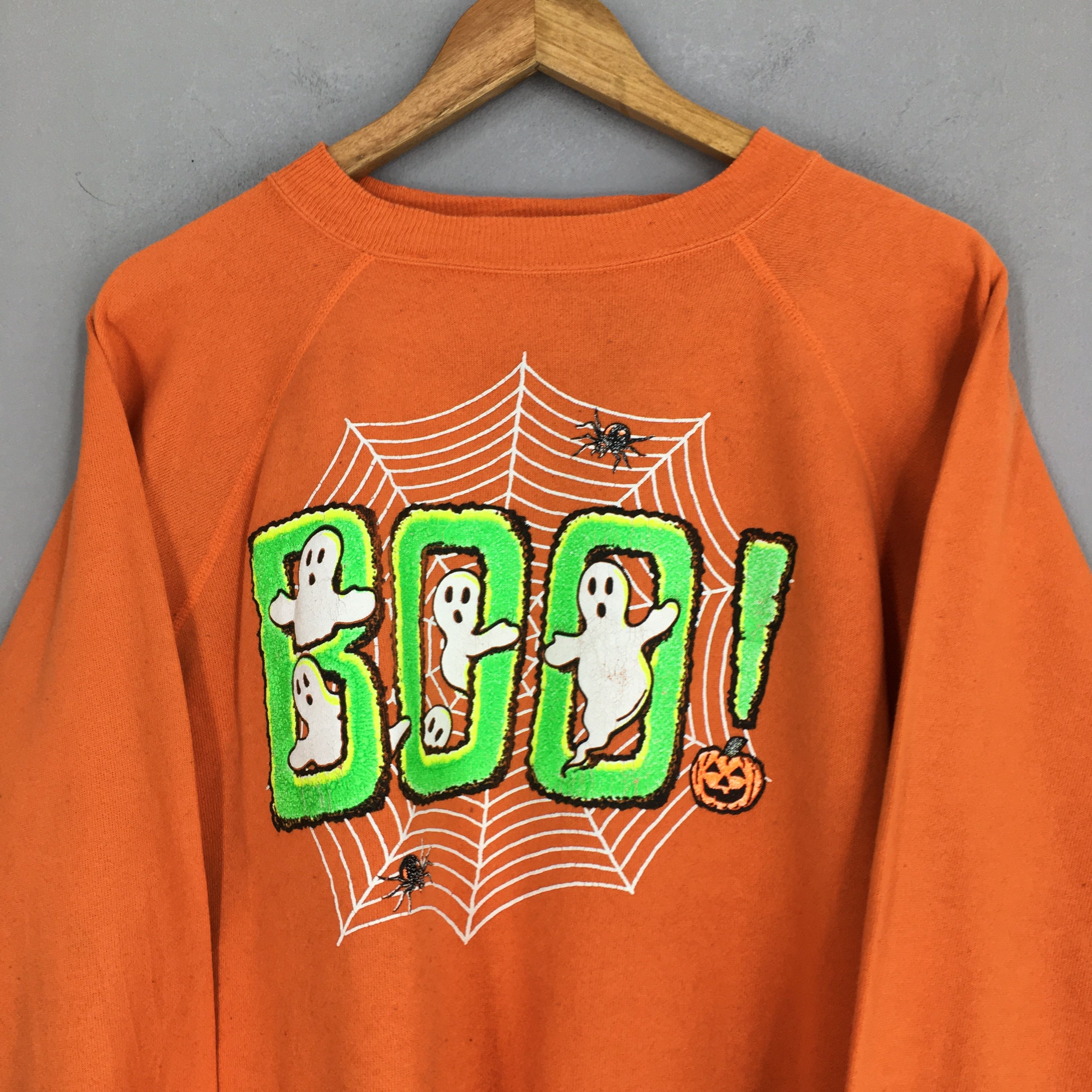 Hanes Vintage Happy Halloween Scary Ghost Boo Sweatshirt XLarge Size US XL / EU 56 / 4 - 2 Thumbnail