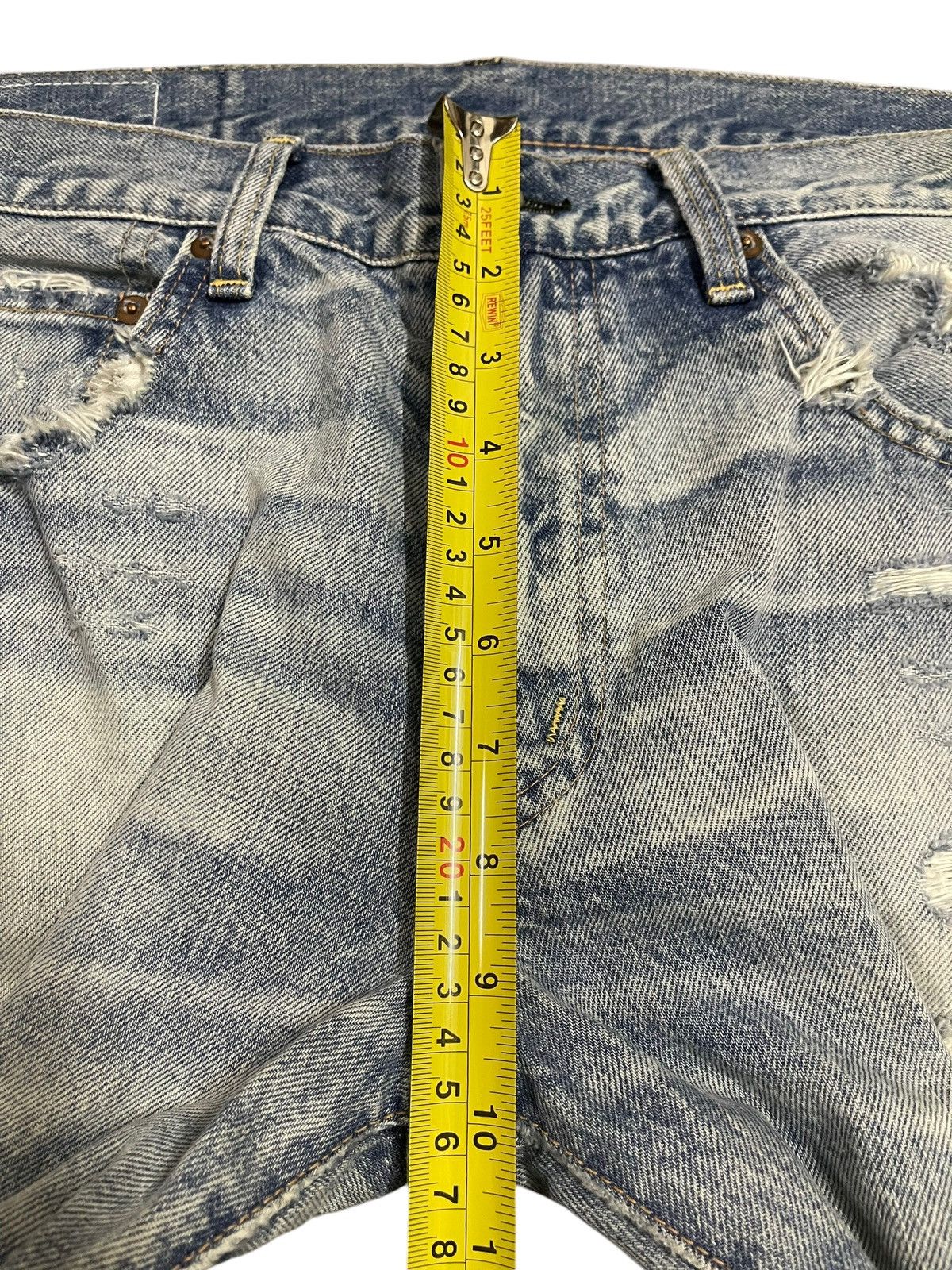 14th Addiction Vintage Japanese R.N.A Blue Bleached Distressed Loose Jeans Size US 34 / EU 50 - 16 Thumbnail