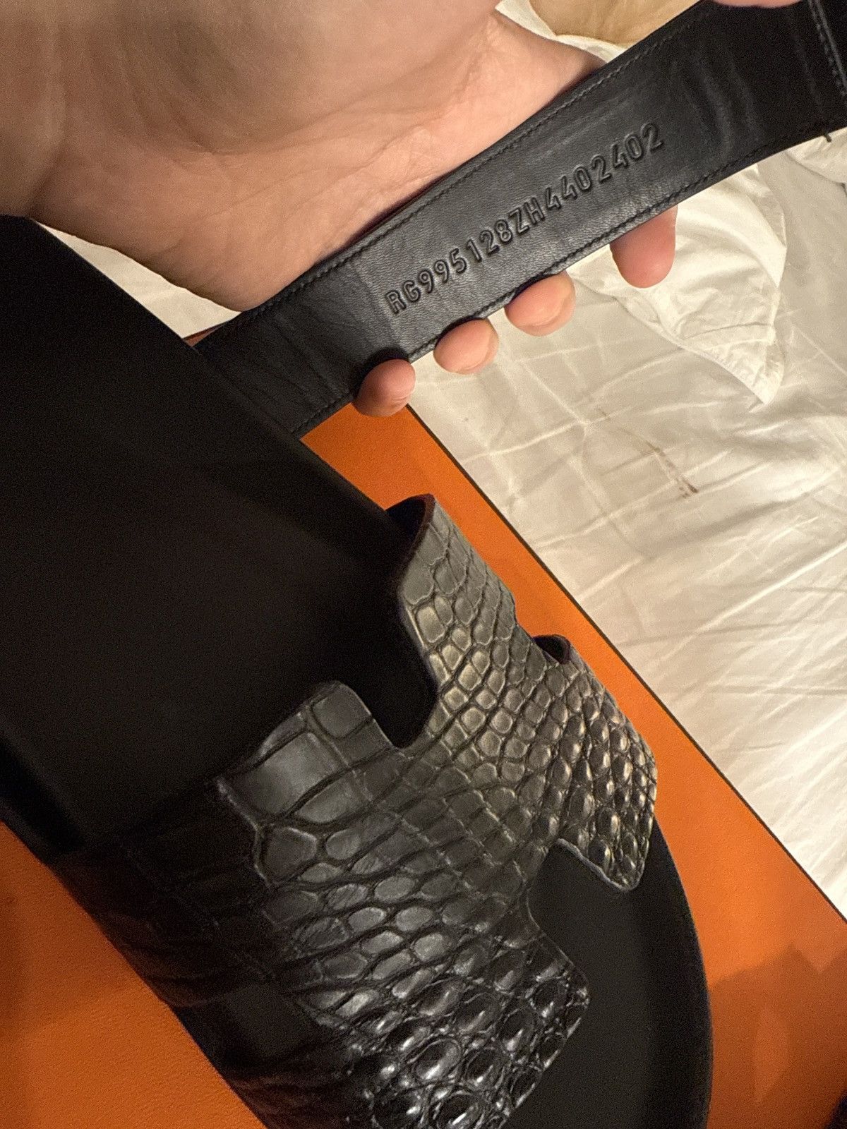 Hermes Hermes Alligator Chypre Sandals Black Noir Size US 10 / EU 43 - 8 Thumbnail