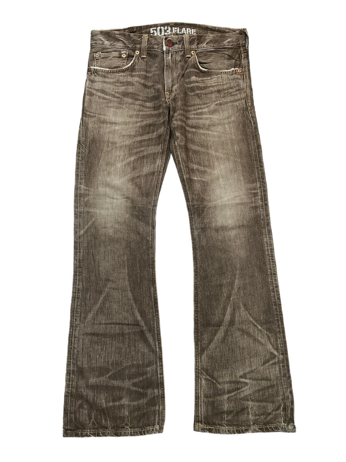 FLARED🔥EDWIN 503 BROWN FADED DISTRESSED DENIM PANT