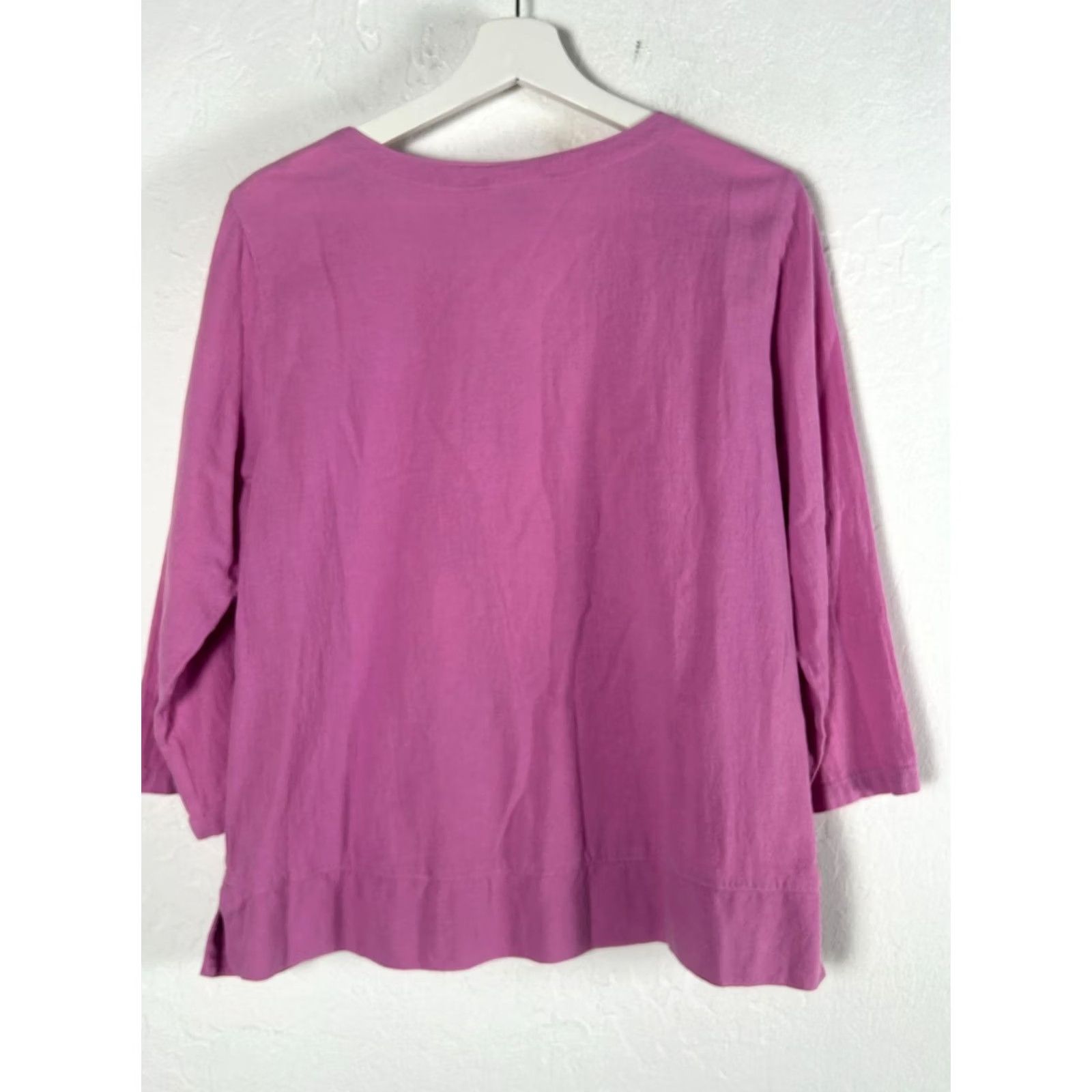 Pinko C.M.C Color Me Cotton Womens Pink V-Neck 3/4 Sleeve Lightweight Top Large USA Size L / US 10 / IT 46 - 2 Thumbnail