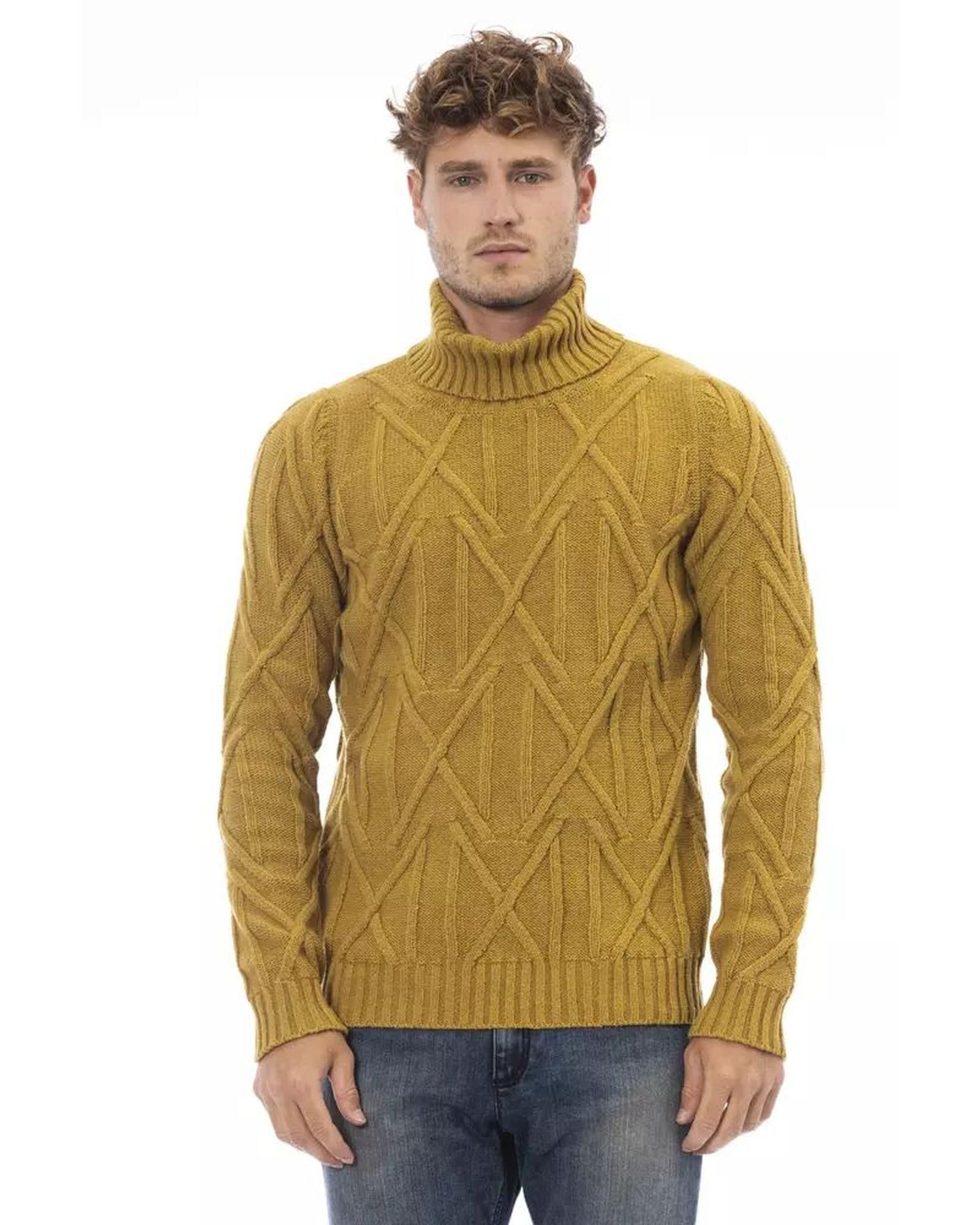 image of Alpha Studio Merino Wool Turtleneck Sweater in Yellow, Men's (Size XL)