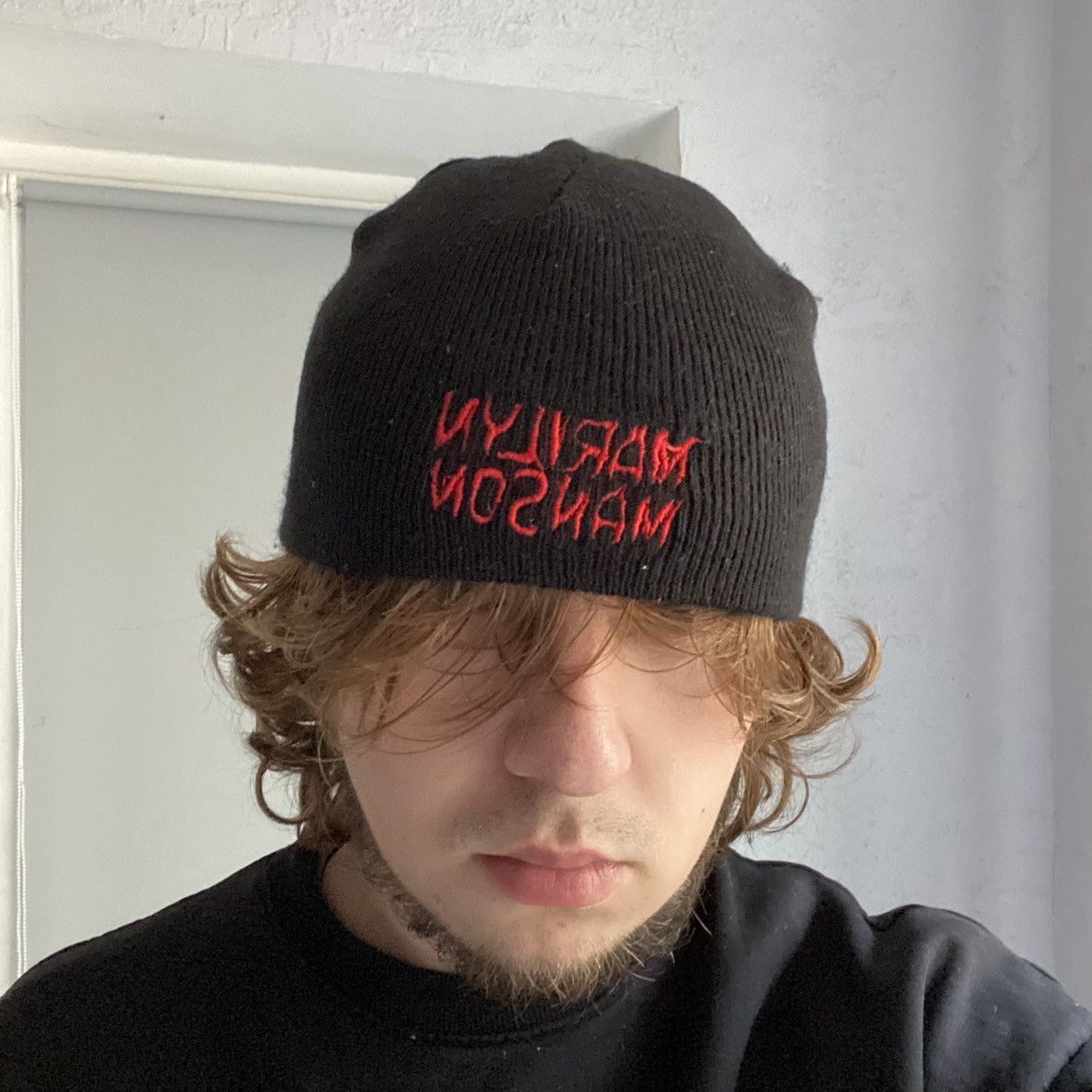 Band Tees VINTAGE MARILYN MANSON BLACK BEANIE HAT Size ONE SIZE - 2 Thumbnail
