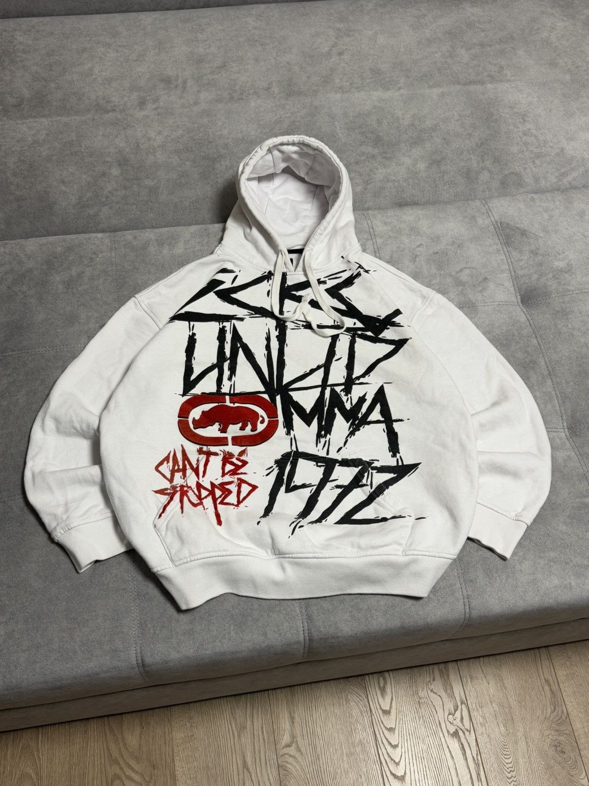 Ecko Unltd. × Vintage Vintage Ecko Unltd MMA big logo Y2K box fit hoodie XL Size US XL / EU 56 / 4 - 4 Thumbnail