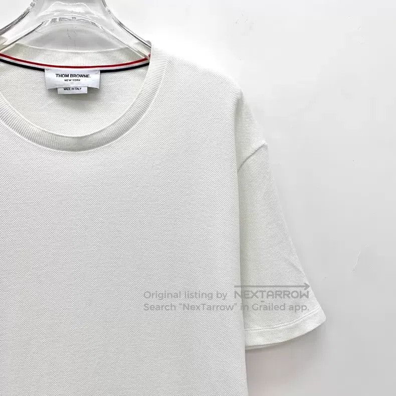 Thom Browne Thom Browne White cotton round neck short-sleeve T-shirt Size US XL / EU 56 / 4 - 3 Thumbnail